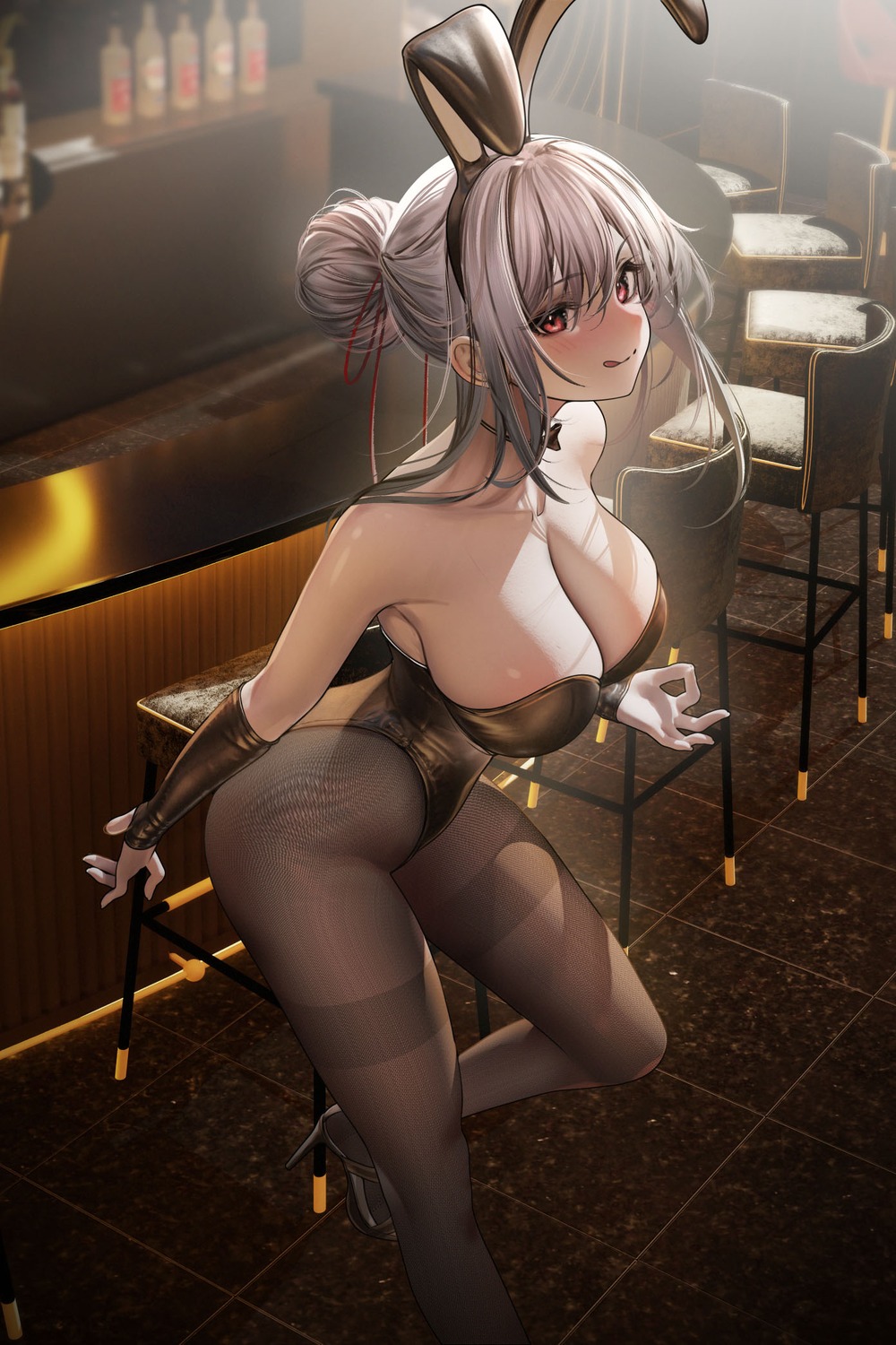 animal_ears bunny_ears bunny_girl heels nanaken_nana no_bra pantyhose