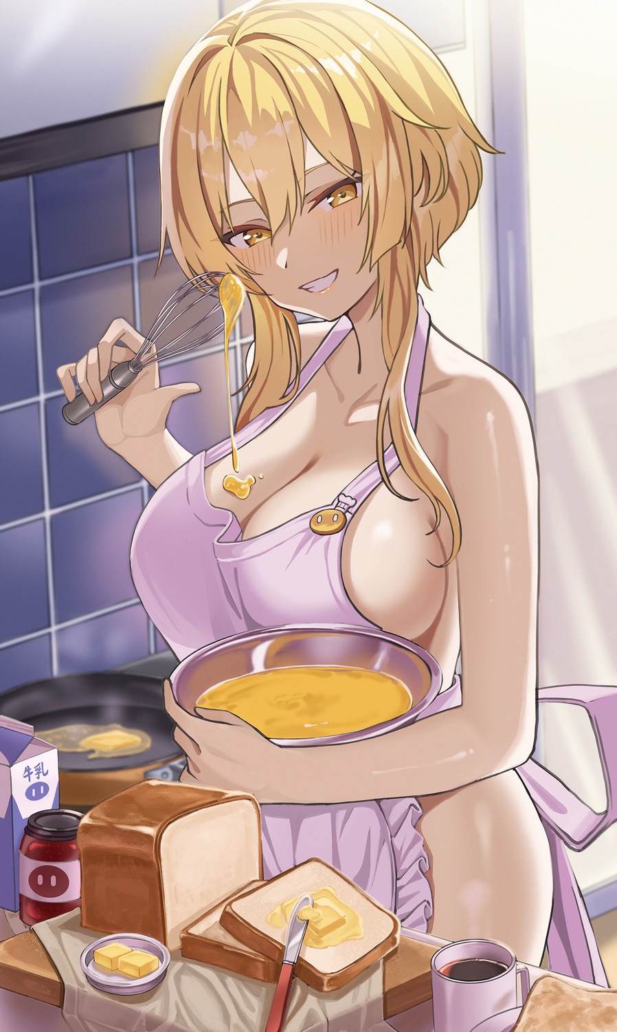 genshin_impact lumine naked_apron o-los