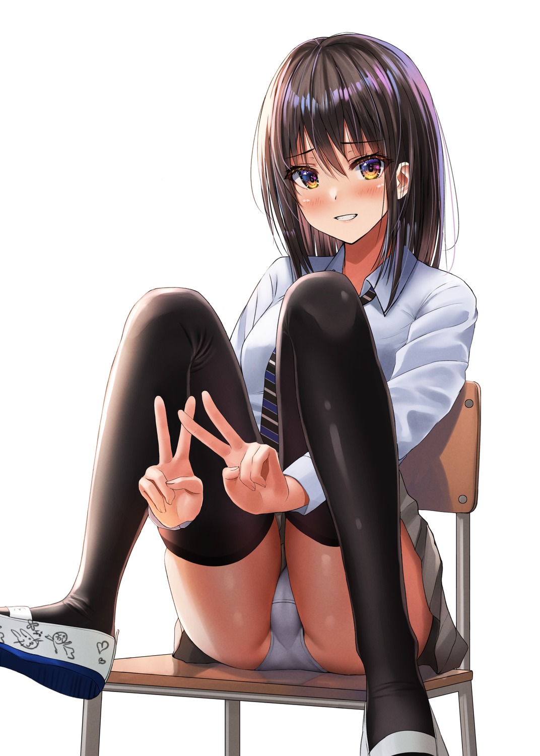 pantsu seifuku skirt_lift thighhighs yukemuriganmo