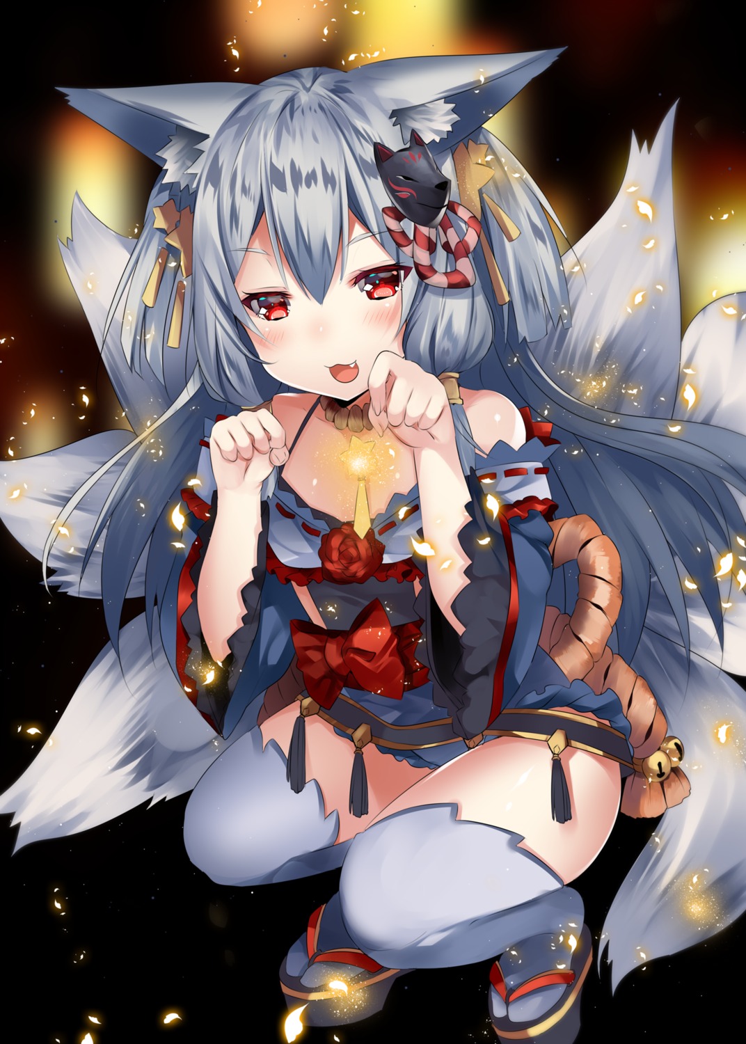 animal_ears kitsune tail thighhighs usagihime