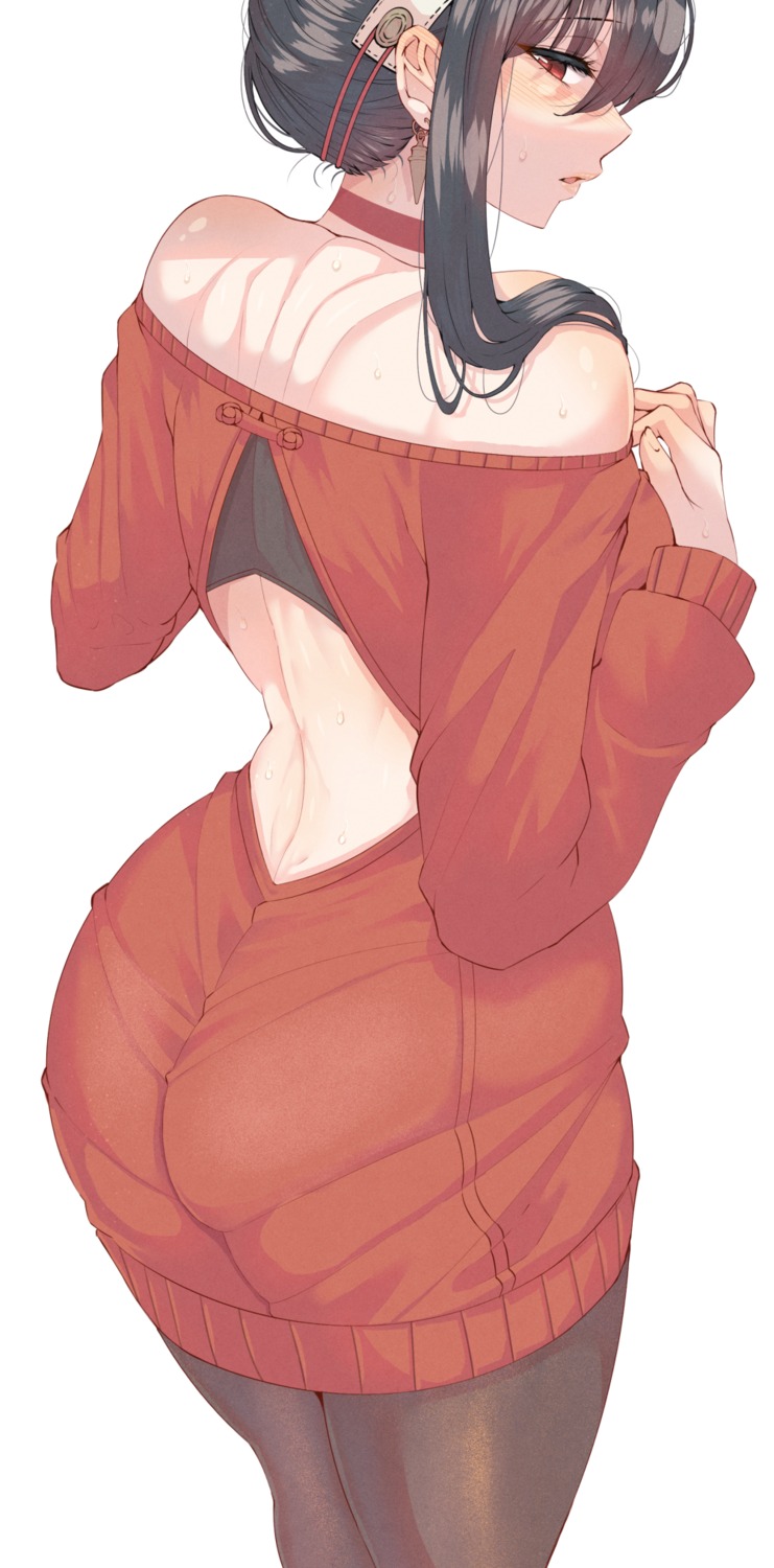 ass dress no_bra pantyhose spy_x_family sweater wakura_(gcdan) yor_briar