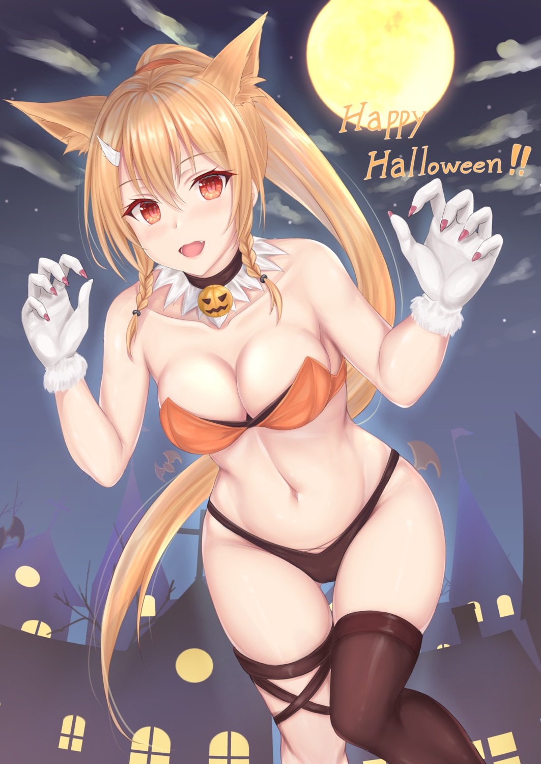 animal_ears bra garter halloween pantsu shu-ri tenka_hyakken thighhighs