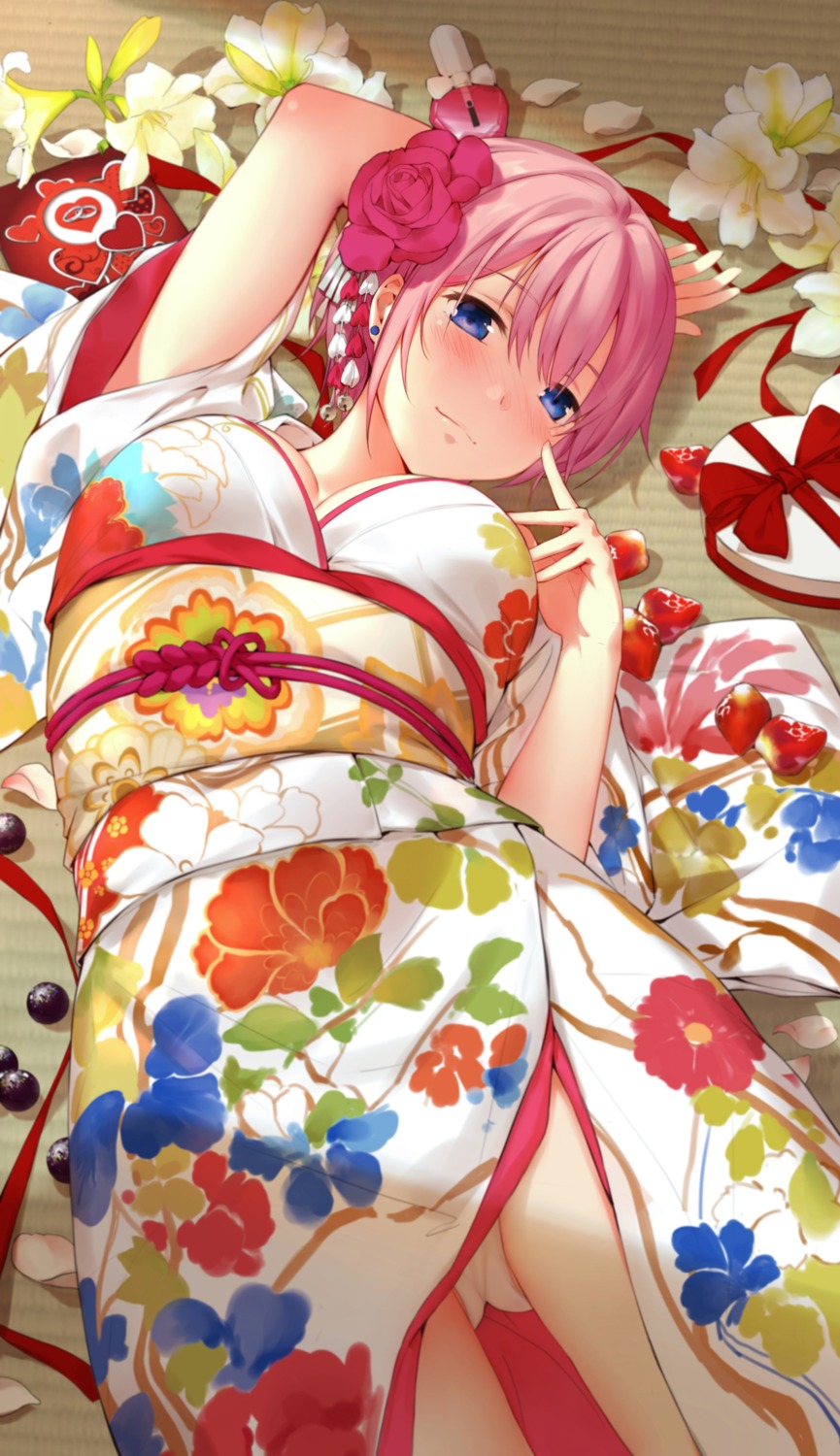 5-toubun_no_hanayome cleavage kimono nakano_ichika pantsu thighhighs valentine yijian_ma