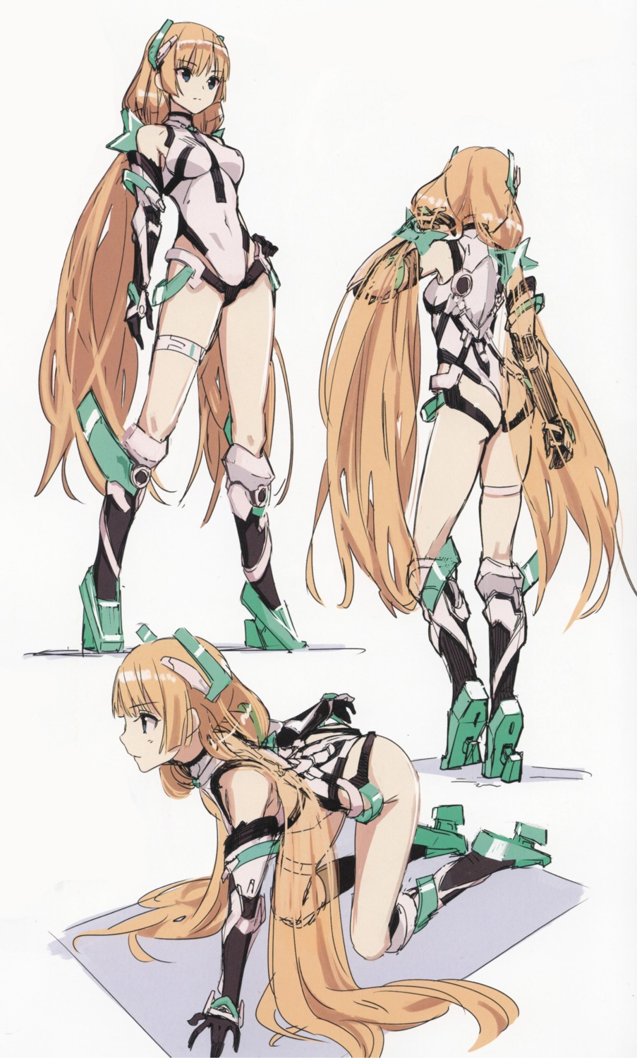 angela_balzac ass bodysuit garter heels kawakami_rokkaku rakuen_tsuihou screening sketch