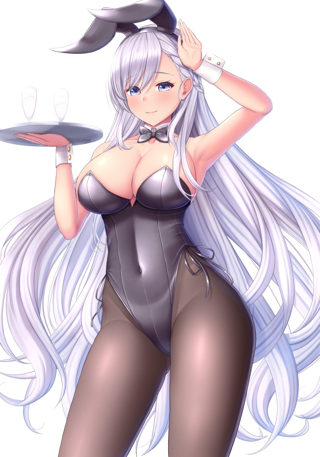 animal_ears azur_lane belfast_(azur_lane) bunny_ears bunny_girl melopun no_bra pantyhose