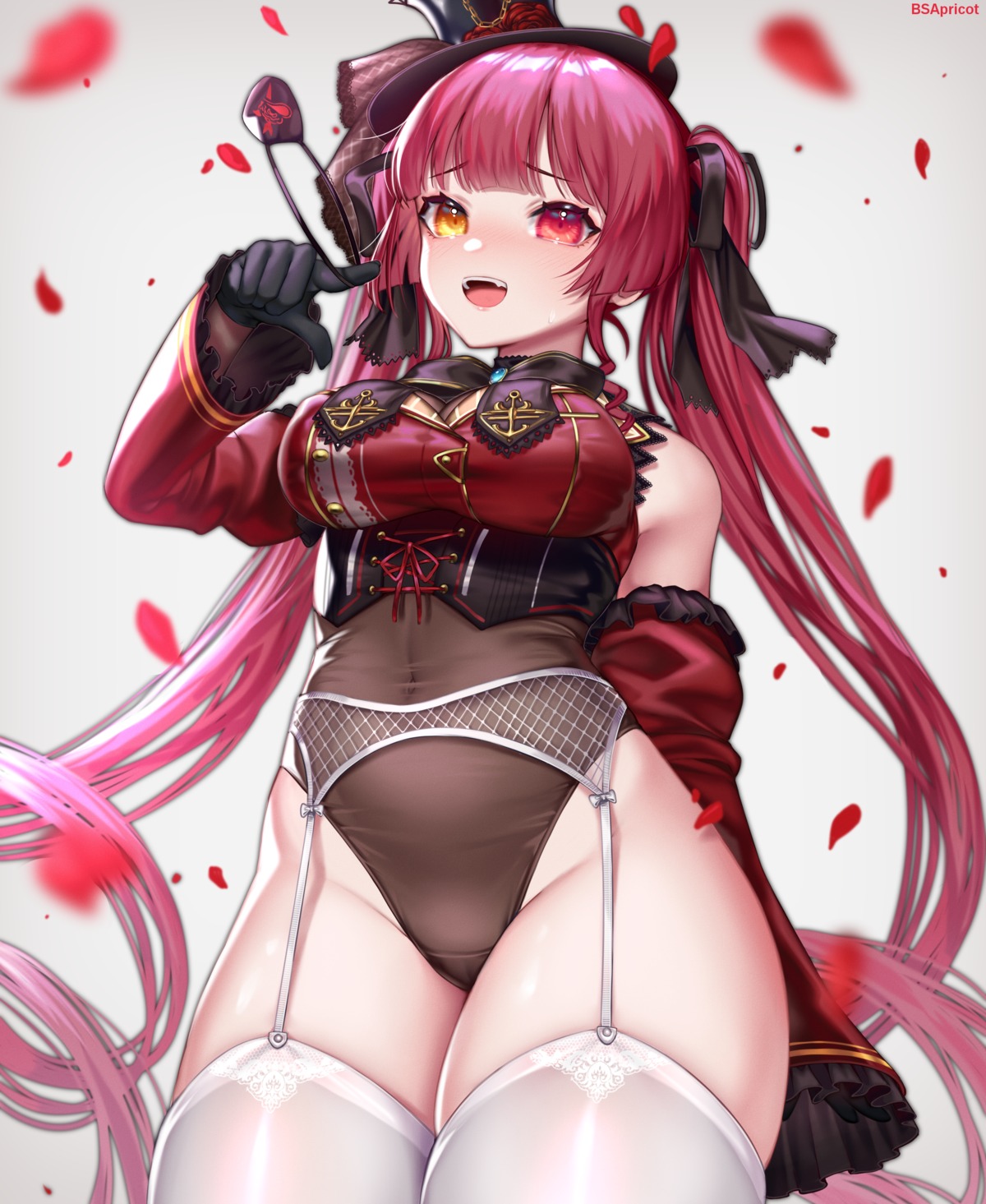 bsapricot garter_belt heterochromia hololive houshou_marine stockings thighhighs