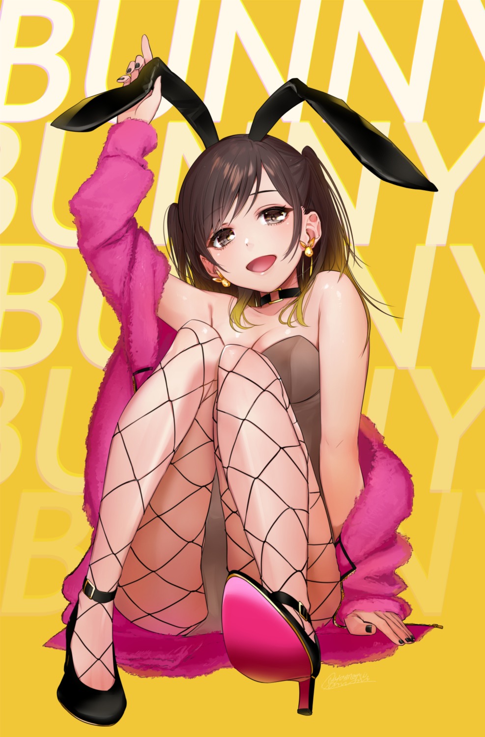 animal_ears ayamori_mimi bunny_ears bunny_girl cameltoe fishnets heels no_bra pantyhose