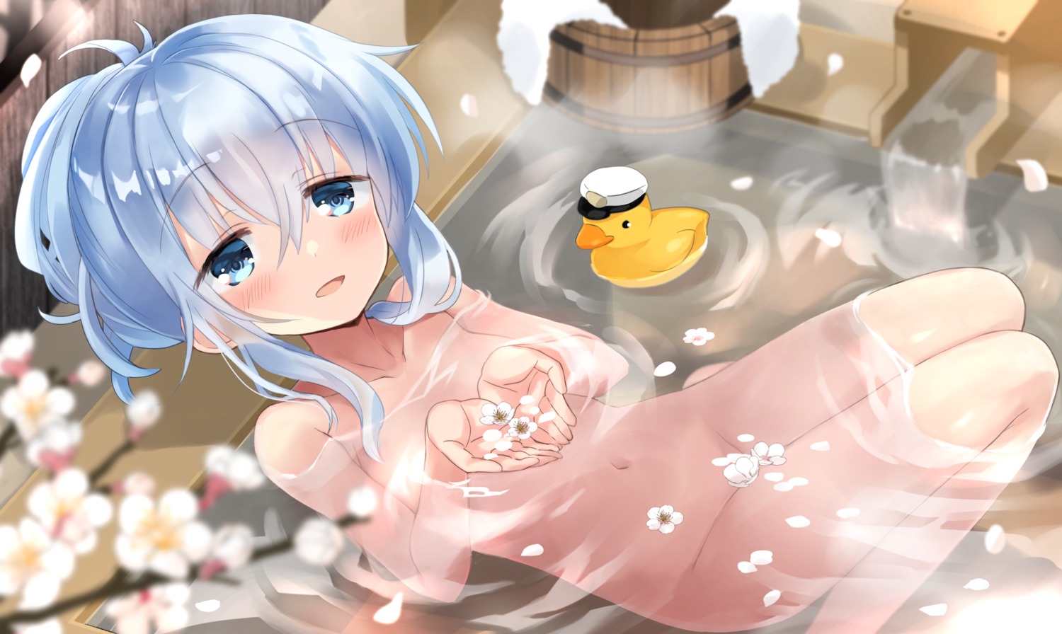 bathing hibiki_(kancolle) hizuki_yayoi kantai_collection loli naked onsen wet