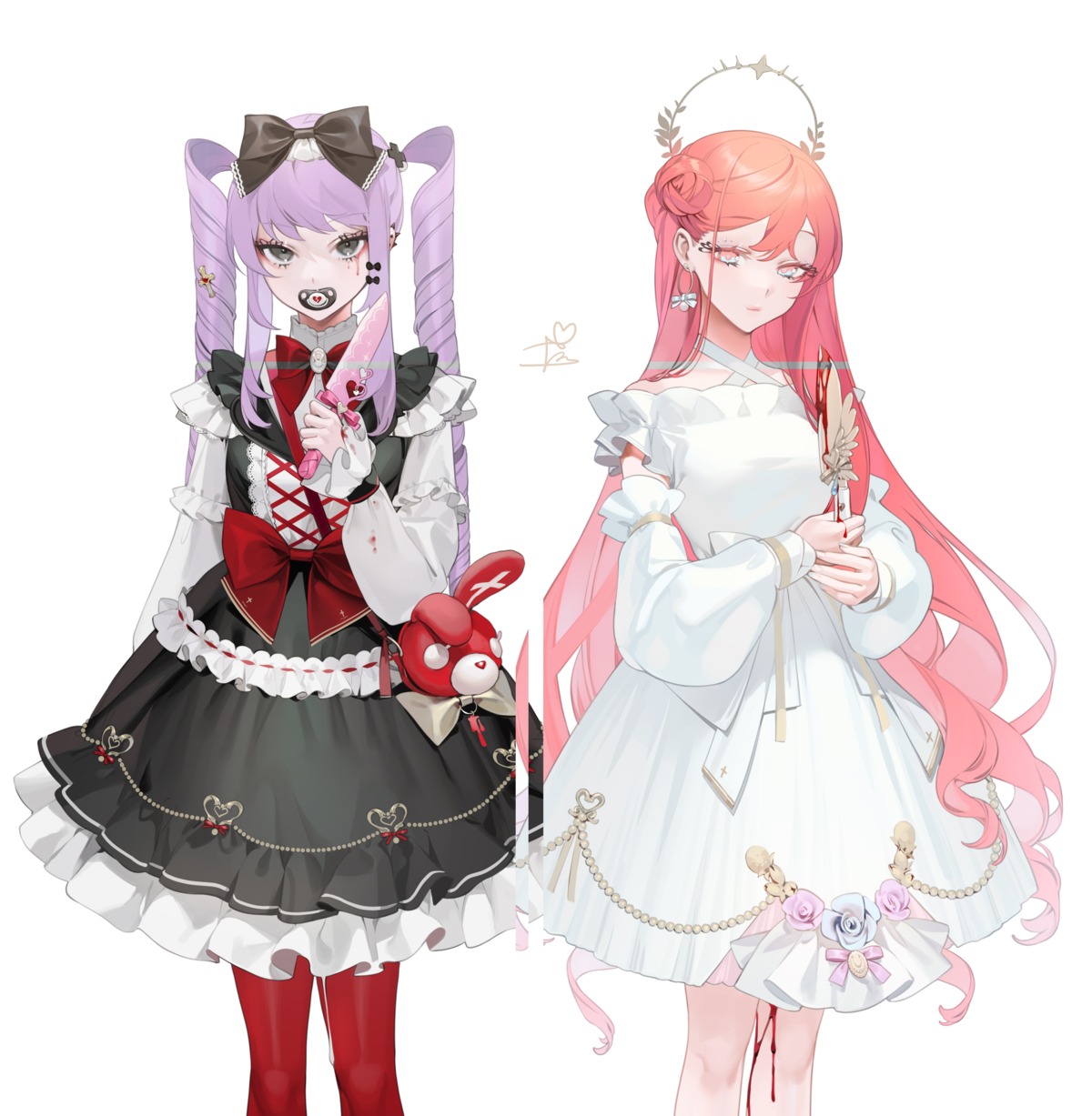 blood cream dress gothic_lolita lolita_fashion ohisashiburi weapon