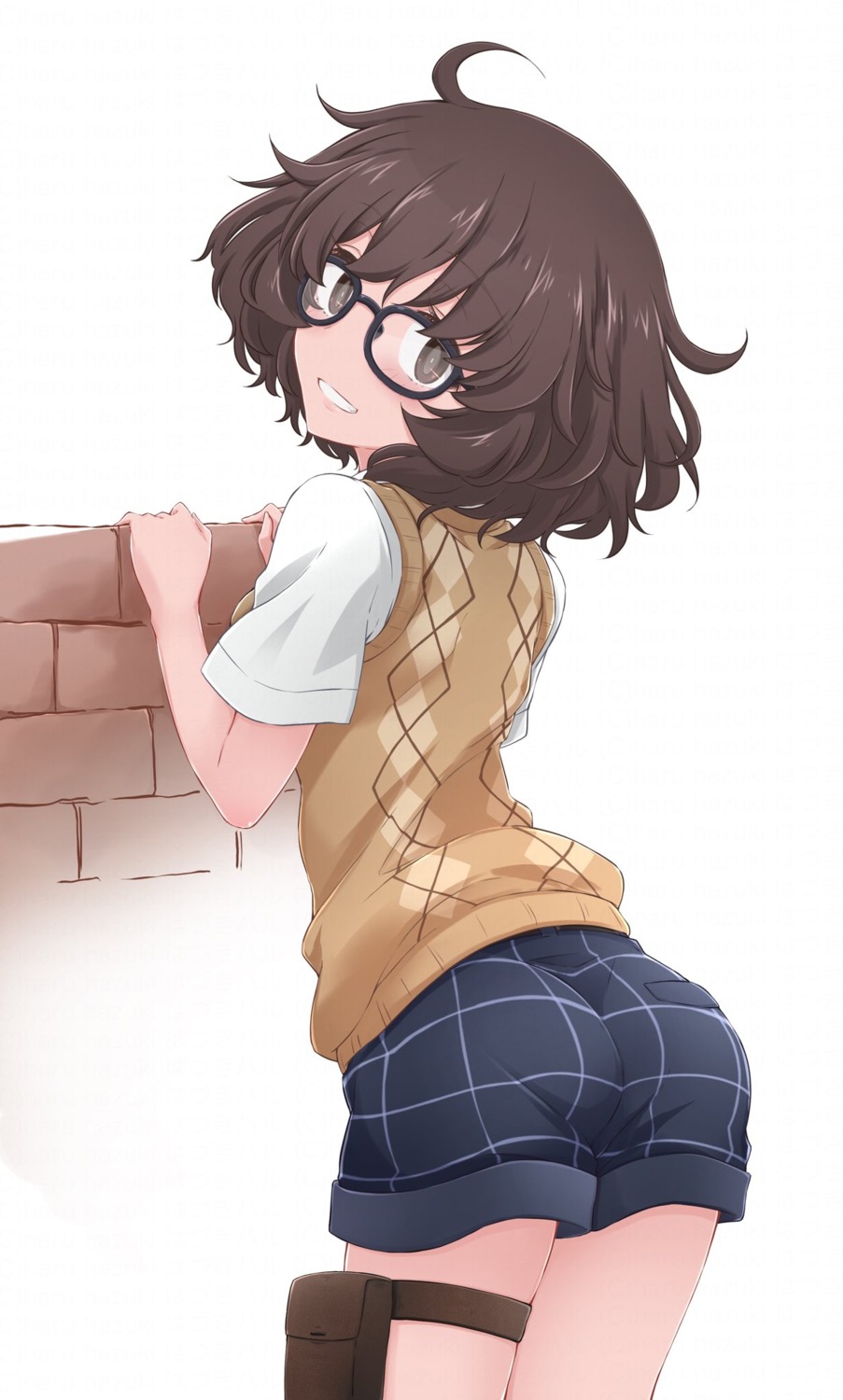 akiyama_yukari ass garter girls_und_panzer hazuki_haru megane sweater