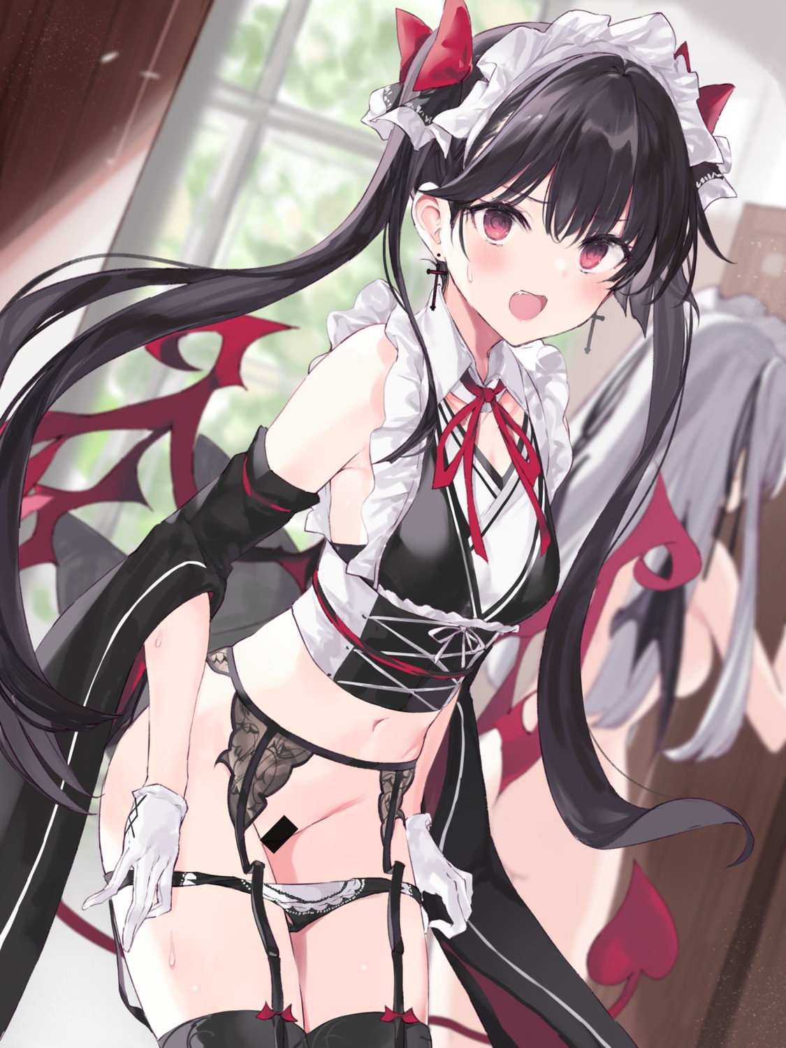 ass censored devil garter_belt maid naked nana_(luna_berry) pantsu panty_pull stockings tail thighhighs undressing wa_maid wings