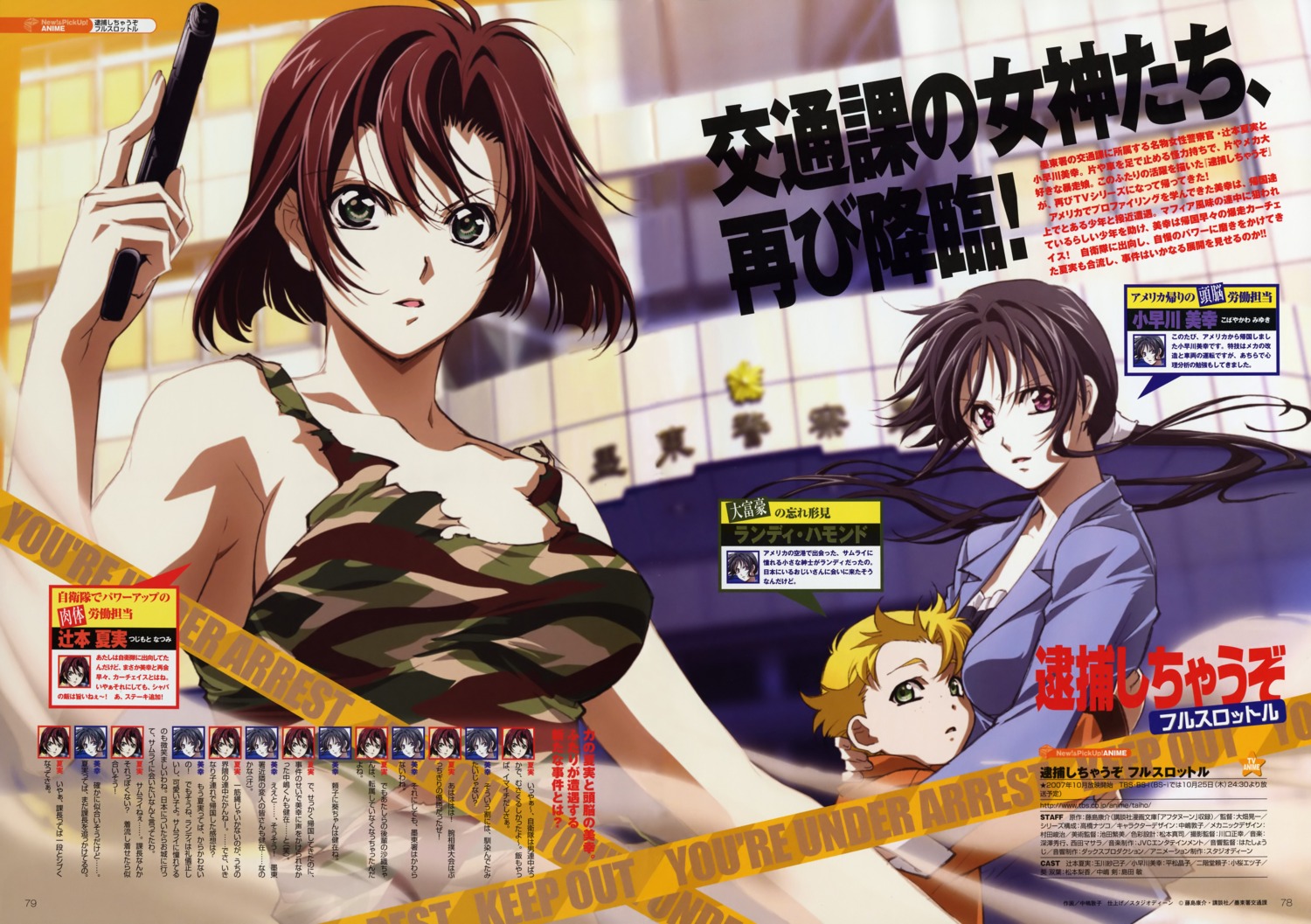 business_suit gun kobayakawa_miyuki nakajima_atsuko no_bra randy_hammond torn_clothes tsujimoto_natsumi you're_under_arrest