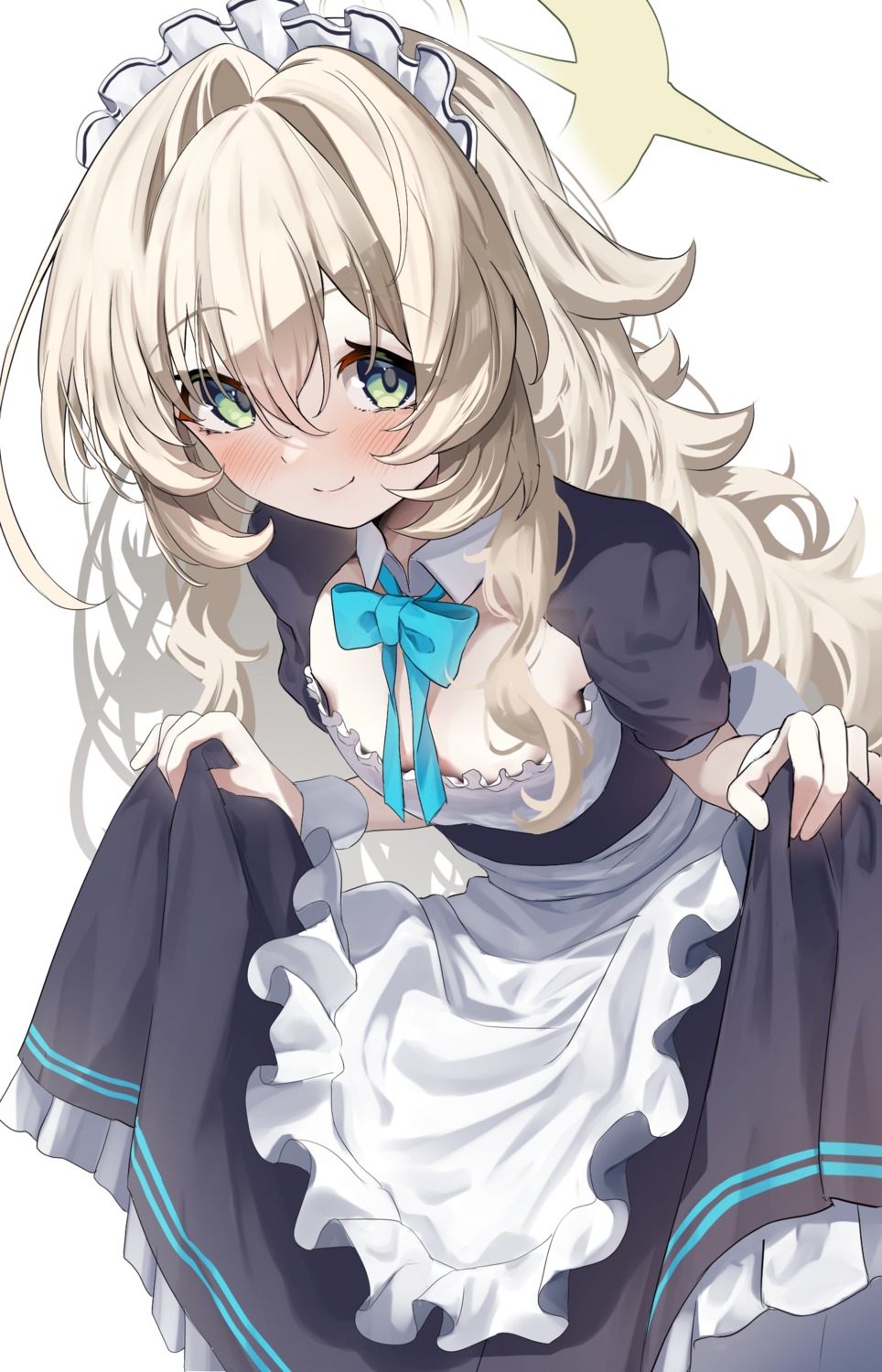 blue_archive diu1 halo loli maid no_bra professor_niyaniya skirt_lift