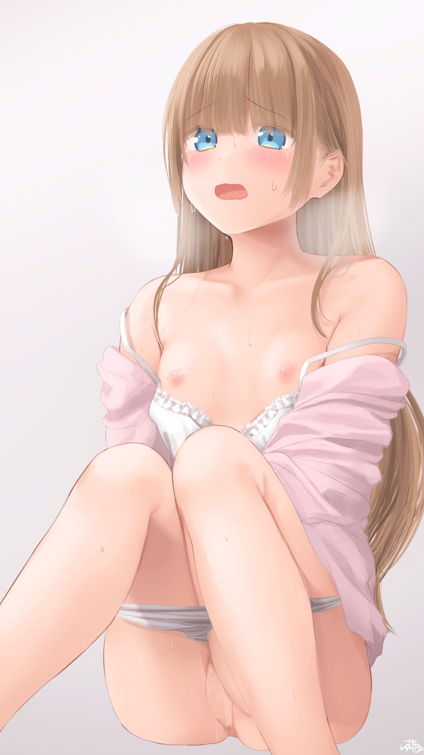 anus bra censored hime-chan_(ramchi) nipples open_shirt pantsu panty_pull pussy pussy_juice ramchi sweater wardrobe_malfunction