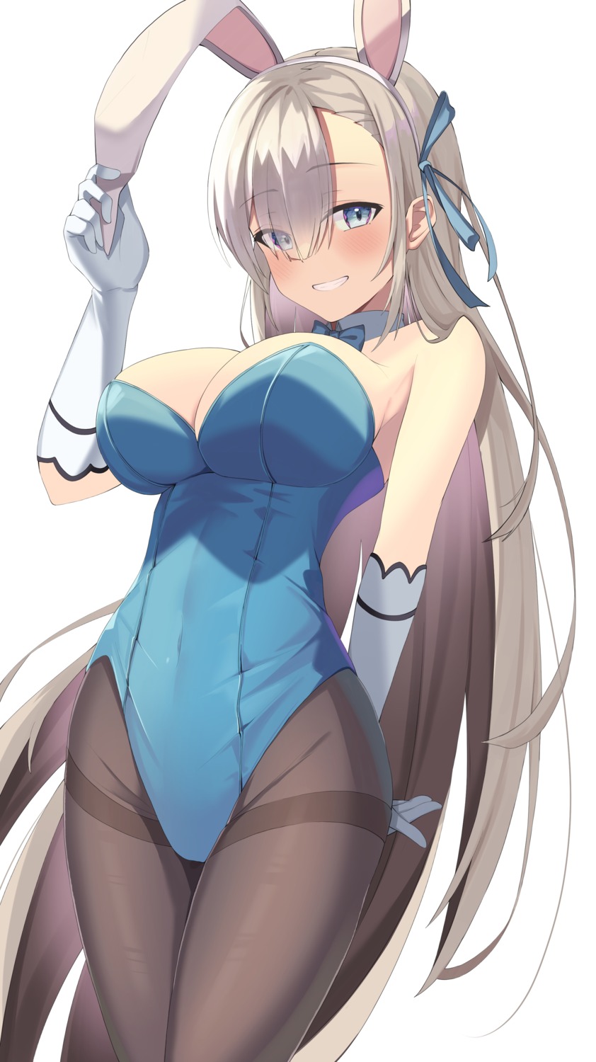 animal_ears blue_archive bunny_ears bunny_girl ichinose_asuna motoq no_bra pantyhose