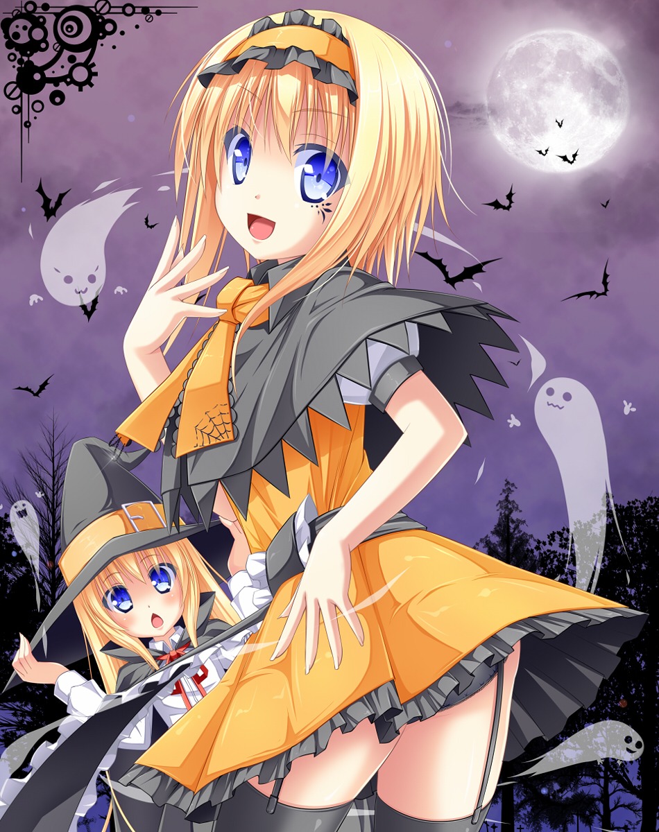 alice_margatroid halloween pantsu sakuramochi_mint shanghai_doll stockings thighhighs touhou witch