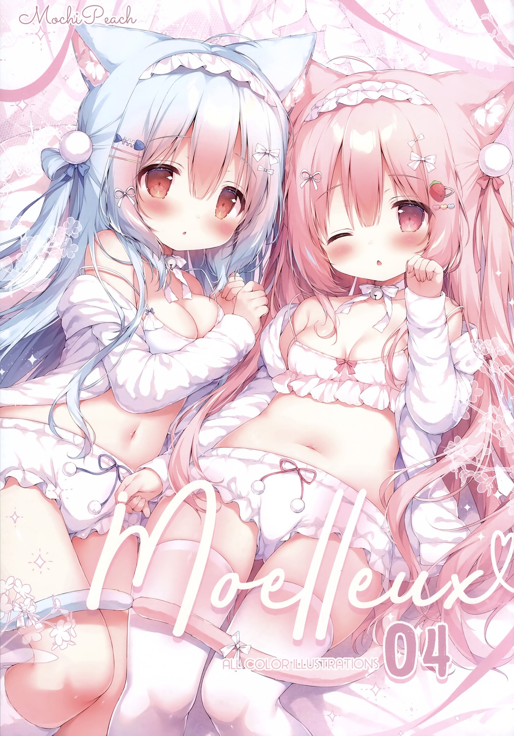 animal_ears lingerie mochi_peach momozu_komamochi nekomimi no_bra tail thighhighs