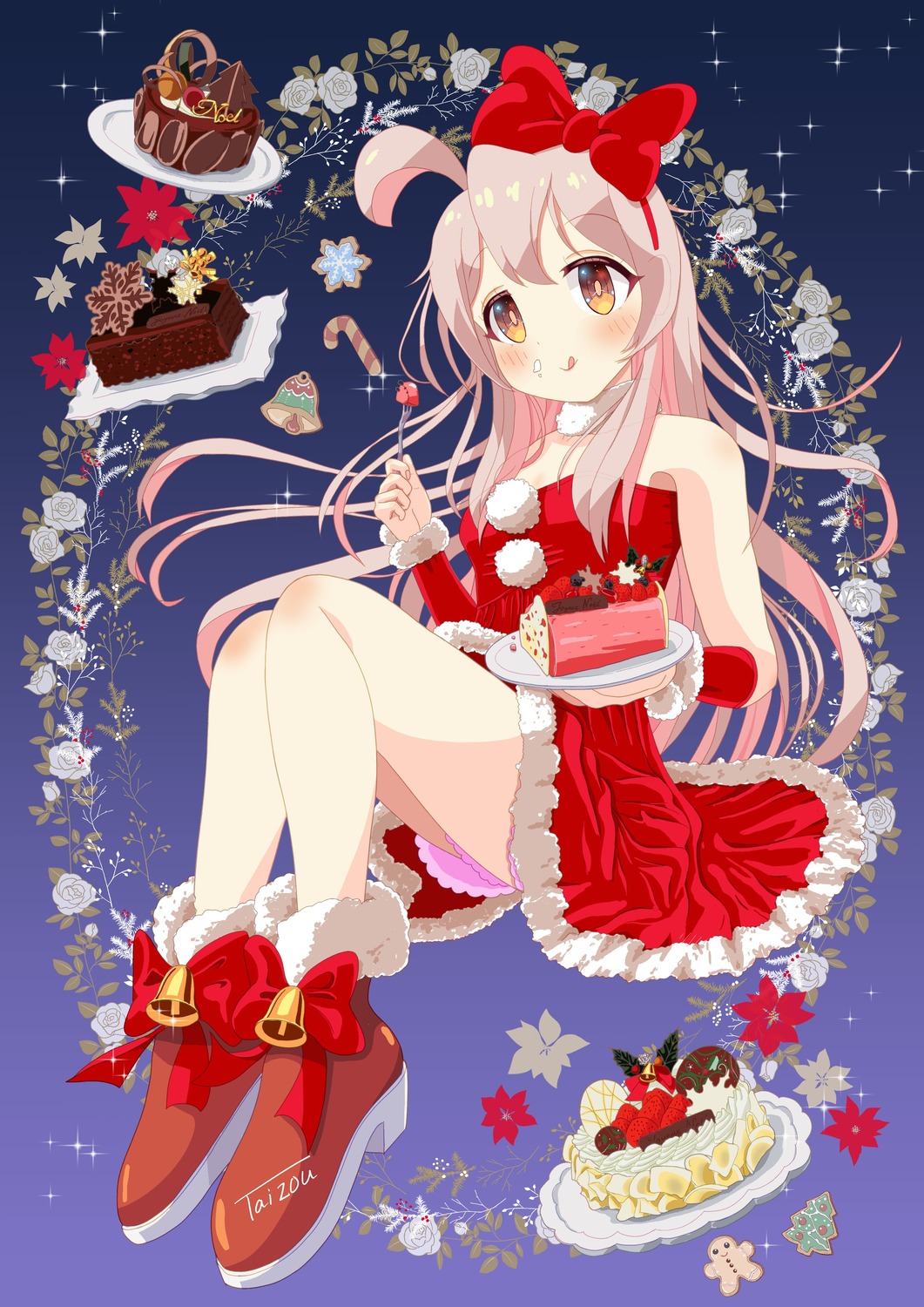 christmas cream dress genderswap heels onii-chan_wa_oshimai! oyama_mahiro skirt_lift taizou_