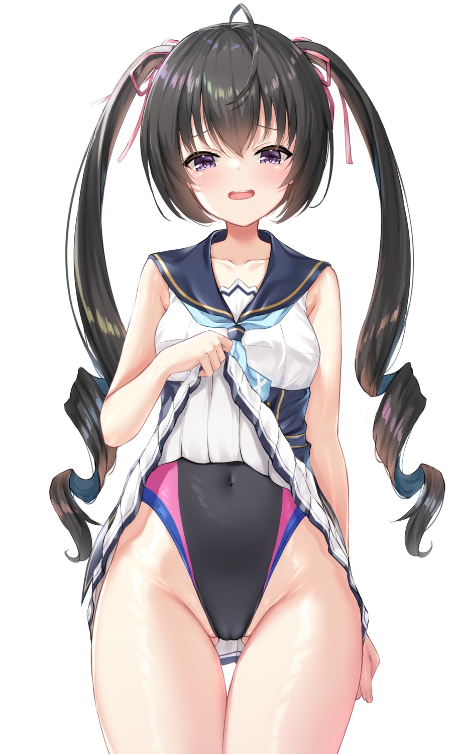 cameltoe ncontrail_(mgax7527) numazu_urumi seifuku skirt_lift study_§_steady_2 swimsuits