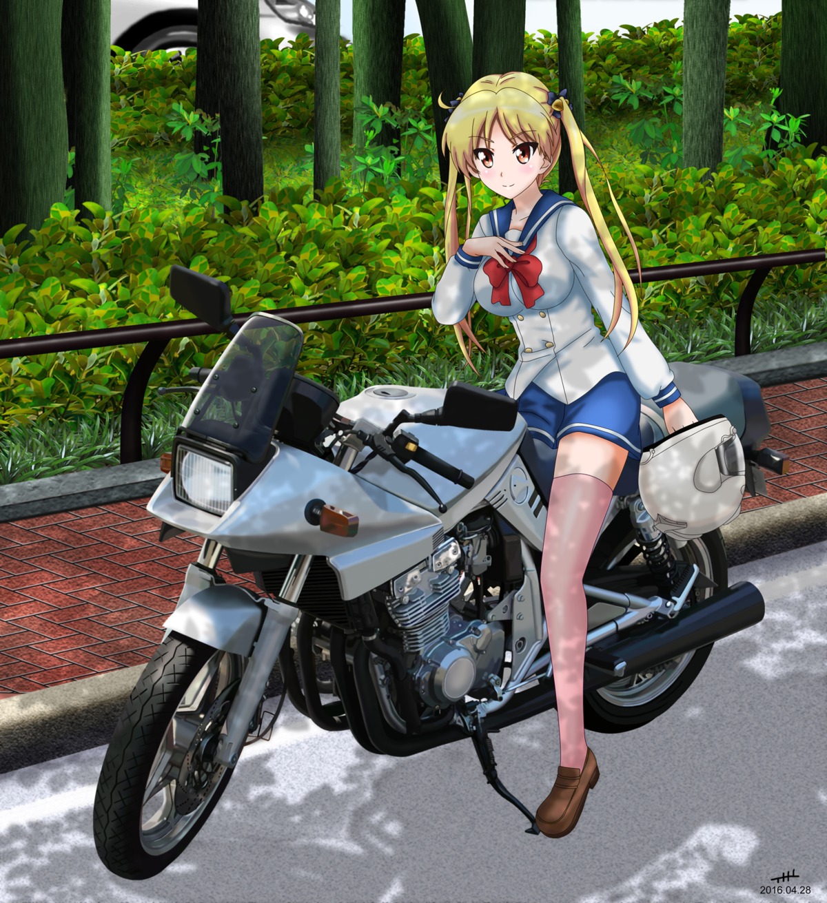 bakuon!! mecha nihility seifuku suzunoki_rin thighhighs