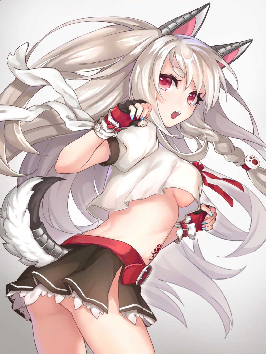 animal_ears ass azur_lane kon_(k0n16) tail tattoo underboob yuudachi_(azur_lane)