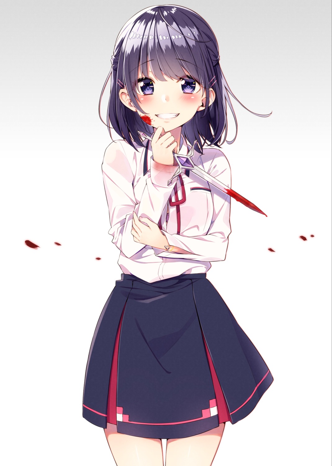 blood sakuragi_ren seifuku weapon yandere