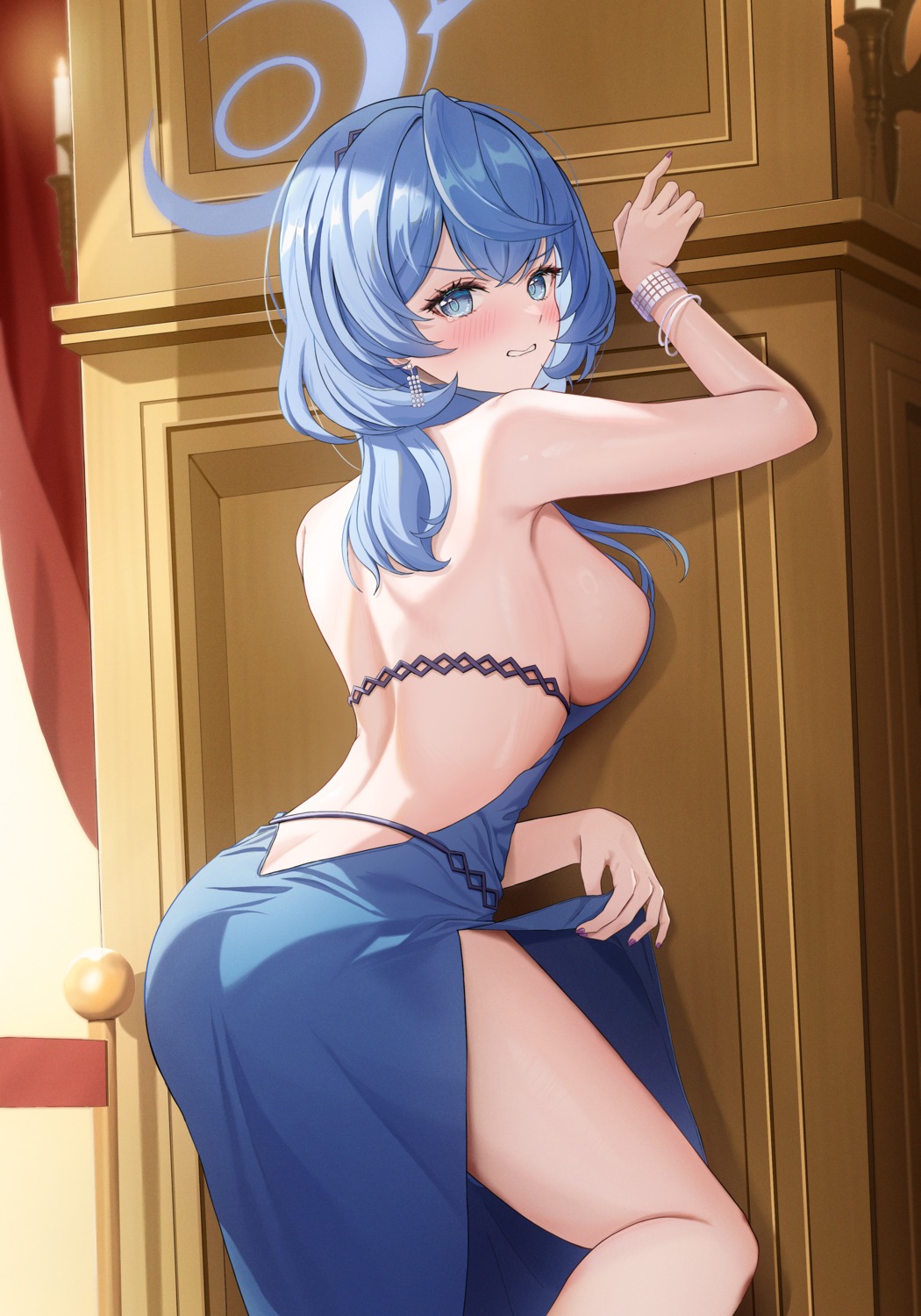 amau_ako ass blue_archive dress halo kesa_pasa no_bra