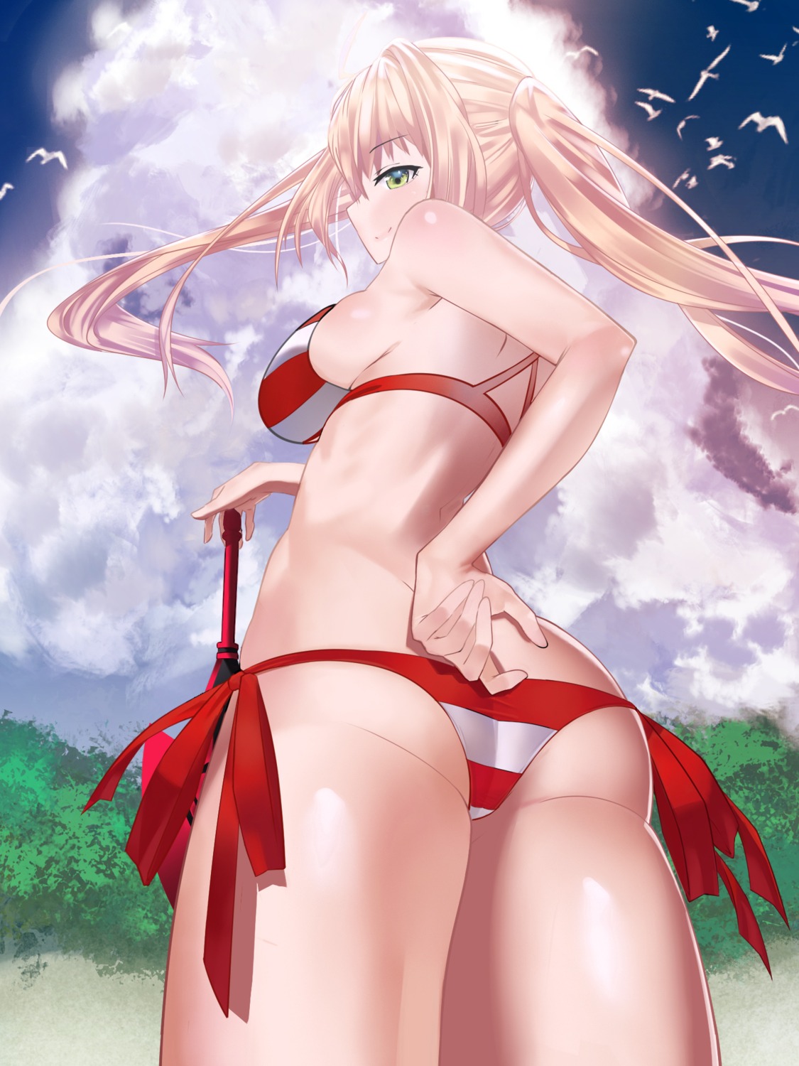 ass bikini blbc2 fate/grand_order saber_extra swimsuits sword