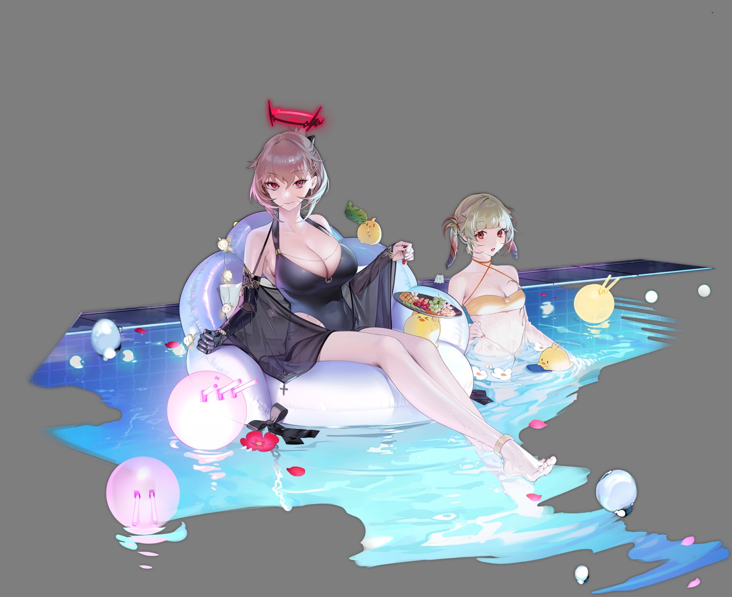 azur_lane bikini_top cleavage duca_degli_abruzzi_(azur_lane) giuseppe_garibaldi_(azur_lane) manjuu_(azur_lane) ohisashiburi open_shirt see_through swimsuits transparent_png wet wet_clothes