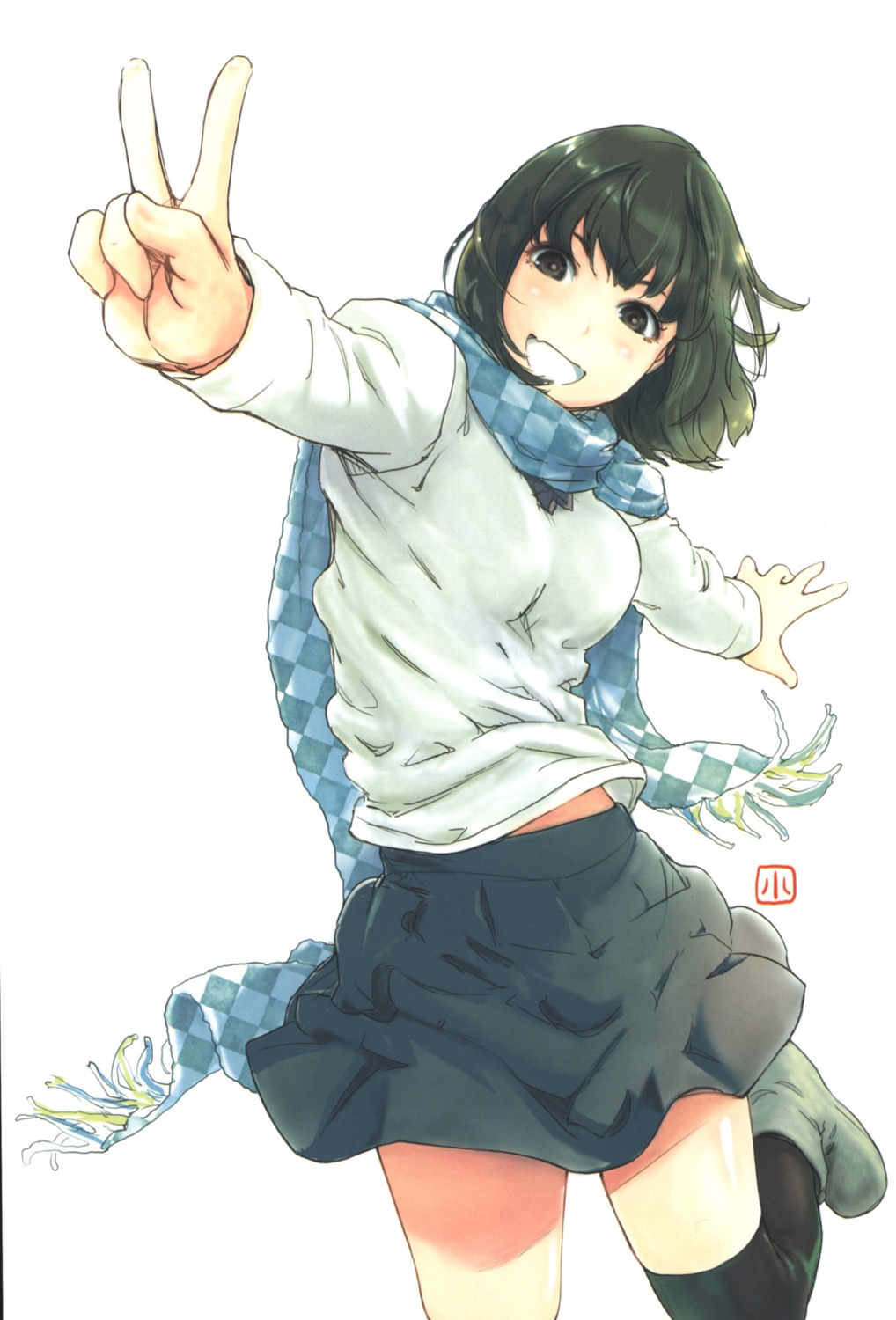 carina_(xiao_woo) seifuku sweater thighhighs