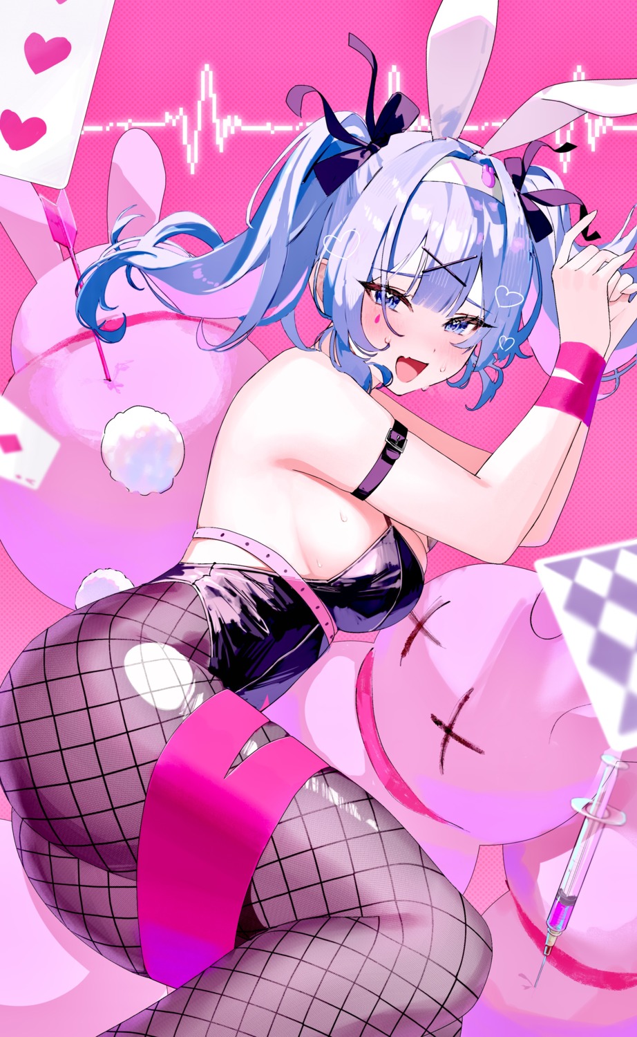 animal_ears bondage bunny_ears bunny_girl fishnets hatsune_miku no_bra pantyhose rabbit_hole_(vocaloid) tattoo torn_clothes tsuki_tsuduki vocaloid