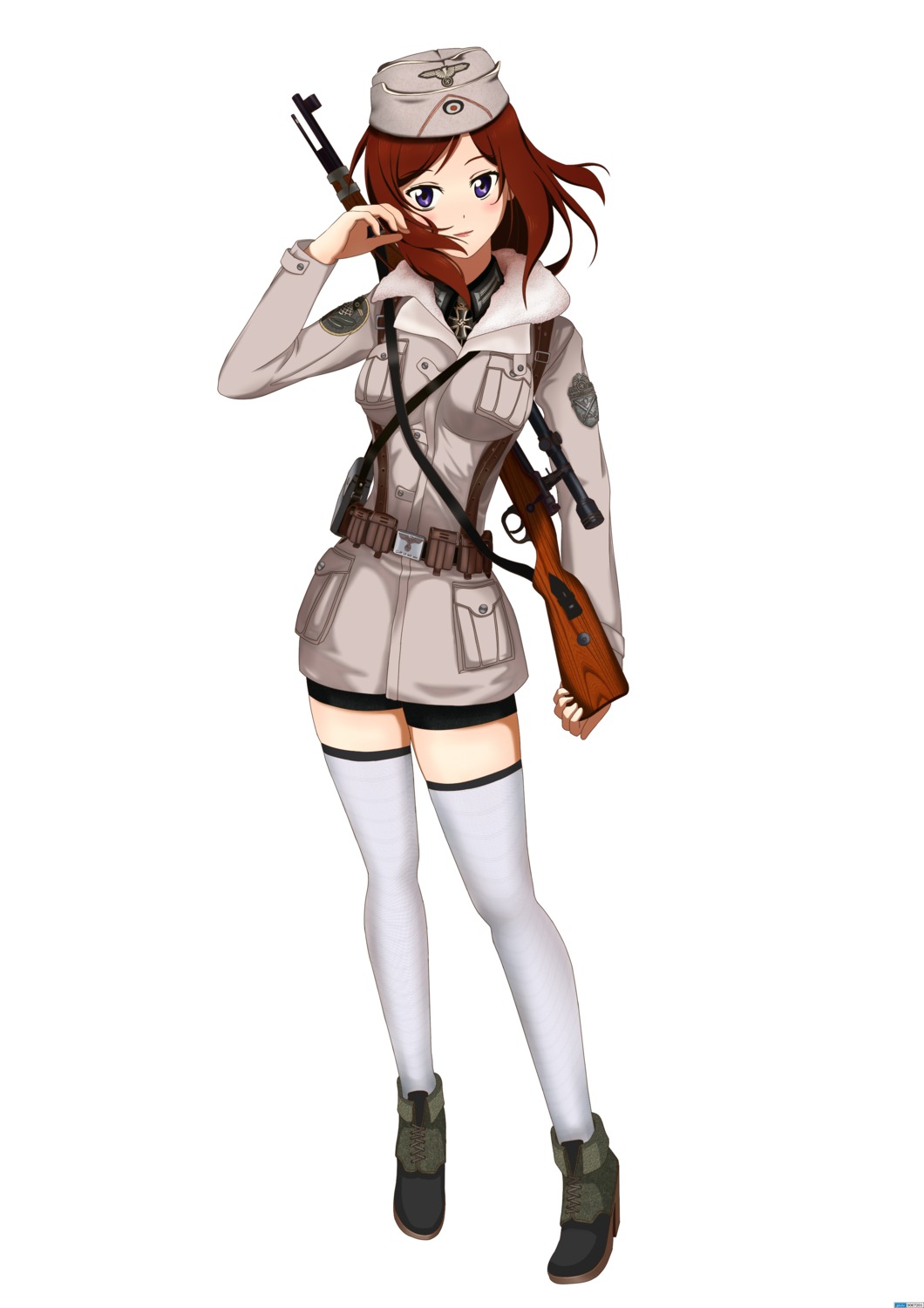 gun heli-kotohime love_live! nishikino_maki thighhighs uniform