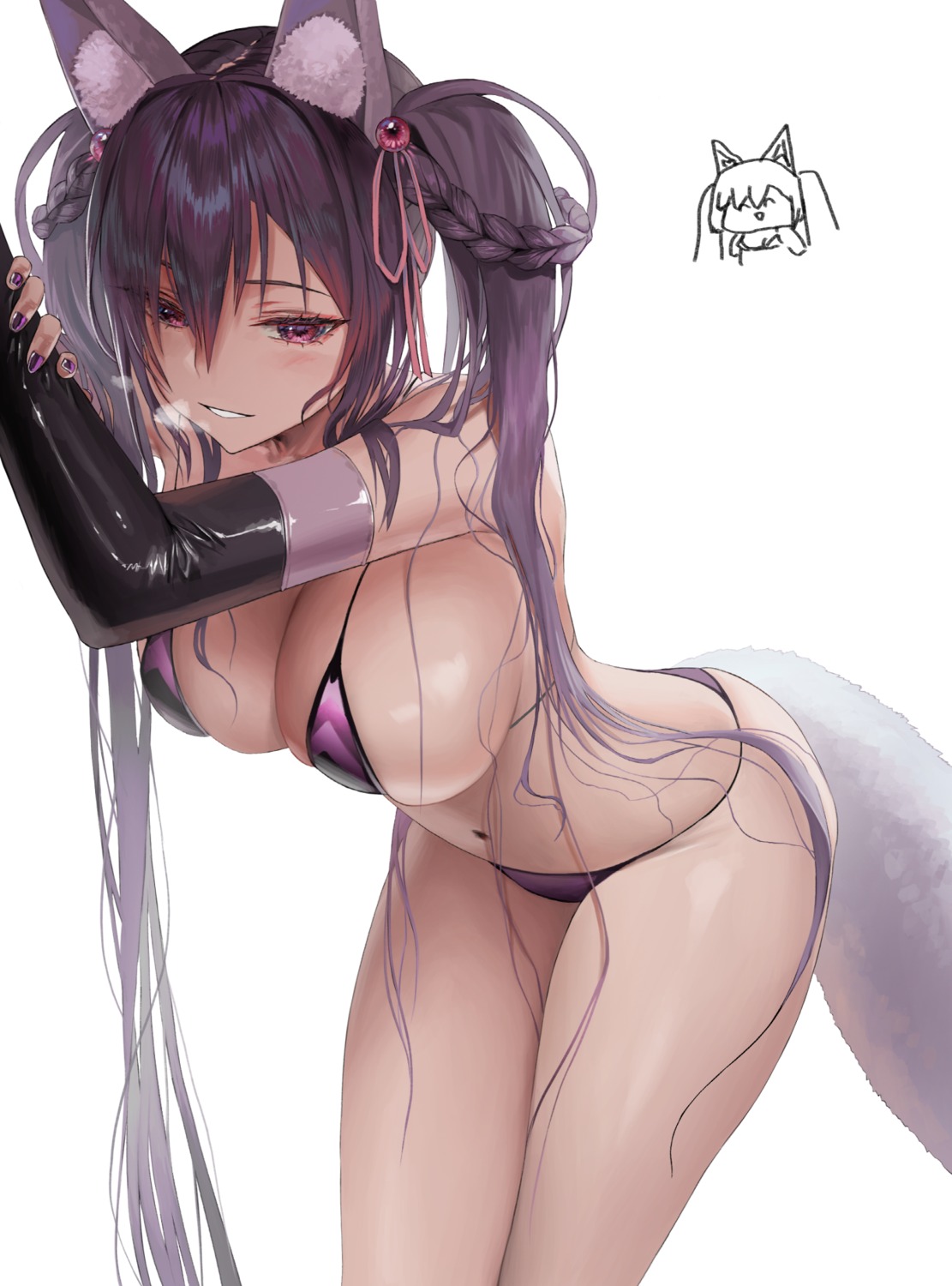 animal_ears annie_(destiny_child) bikini destiny_child kitsune myabit sketch swimsuits tail