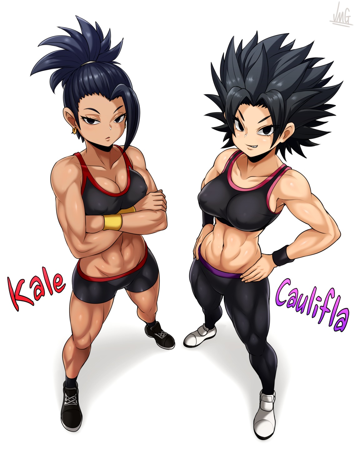 bike_shorts bra caulifla cleavage dragon_ball_super erect_nipples gym_uniform jmg kale