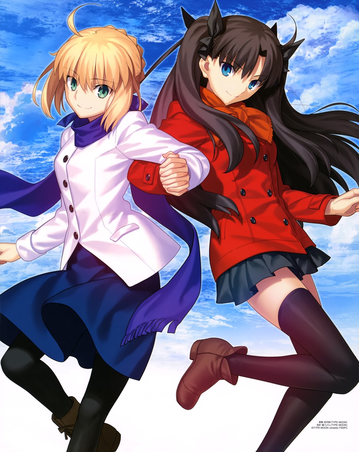 artoria_pendragon_(fate) fate/stay_night heels pantyhose takeuchi_takashi thighhighs toosaka_rin type-moon