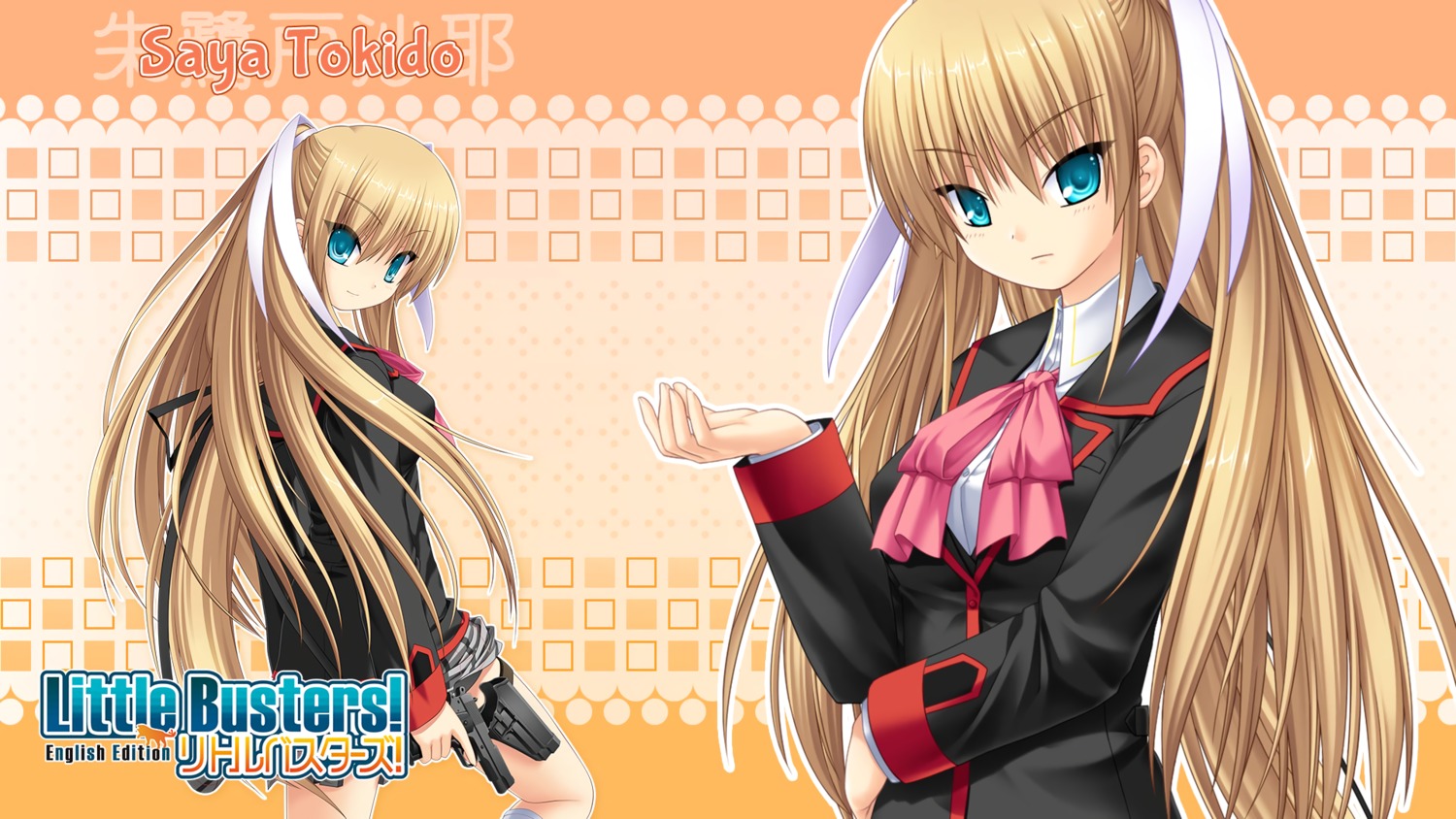 garter gun key little_busters! na-ga seifuku skirt_lift tokido_saya wallpaper