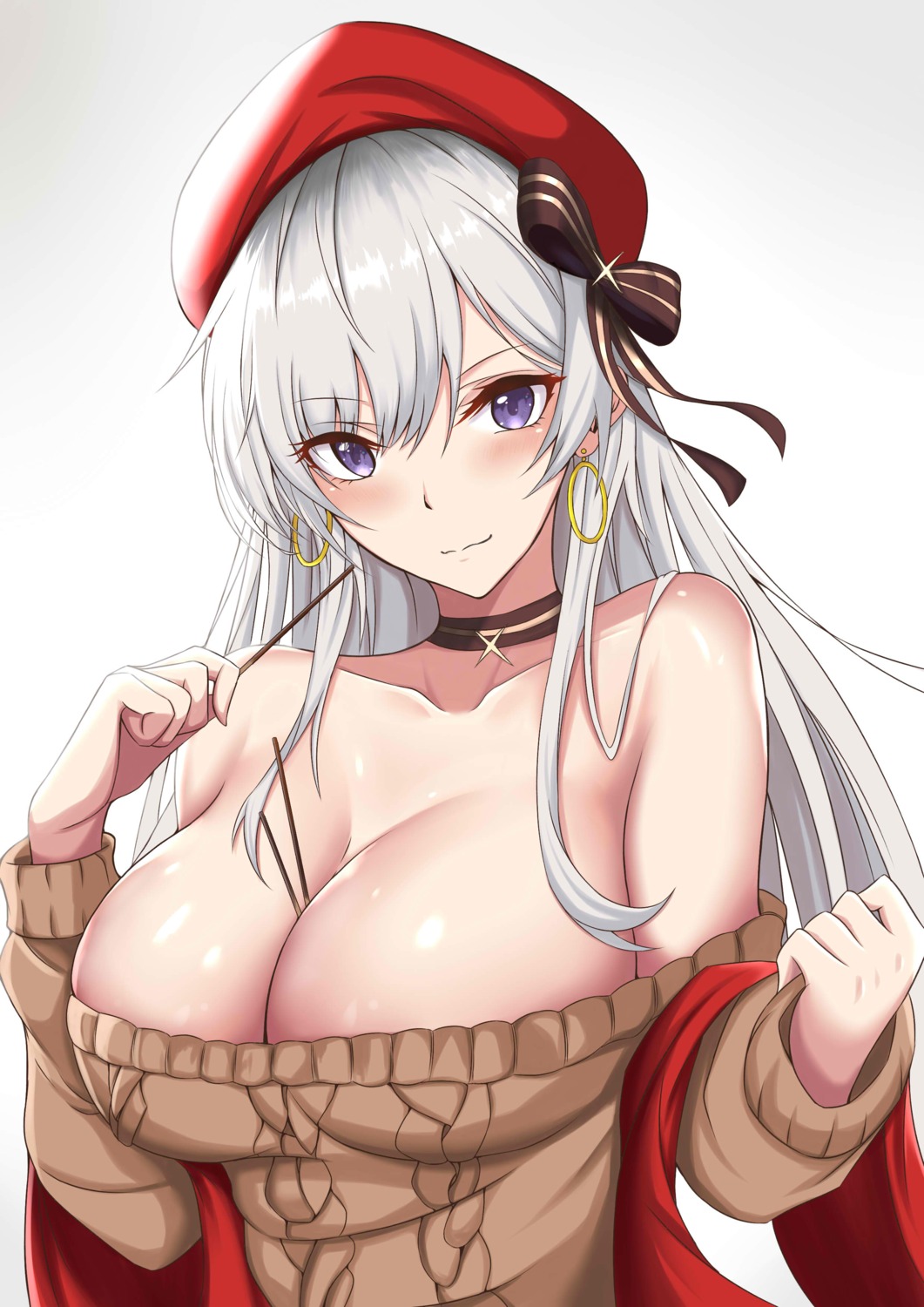 azur_lane belfast_(azur_lane) no_bra sweater zhl-