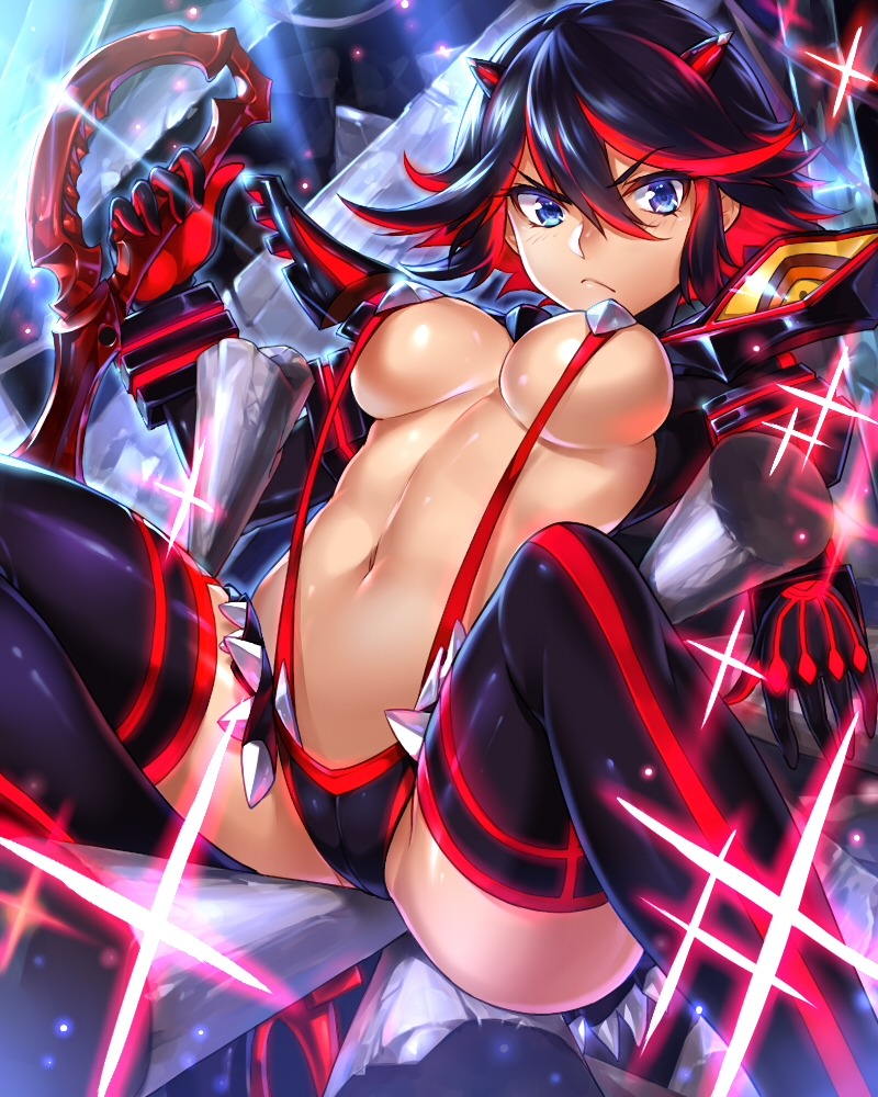 cleavage kill_la_kill matoi_ryuuko suika01 sword thighhighs underboob