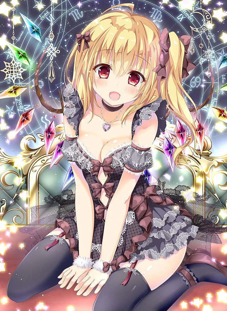 cleavage dress flandre_scarlet kino stockings thighhighs touhou wings