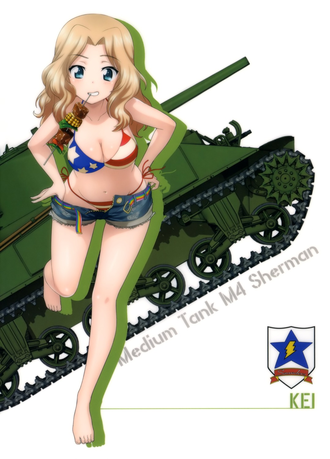 bikini cleavage girls_und_panzer kay_(girls_und_panzer) swimsuits undressing