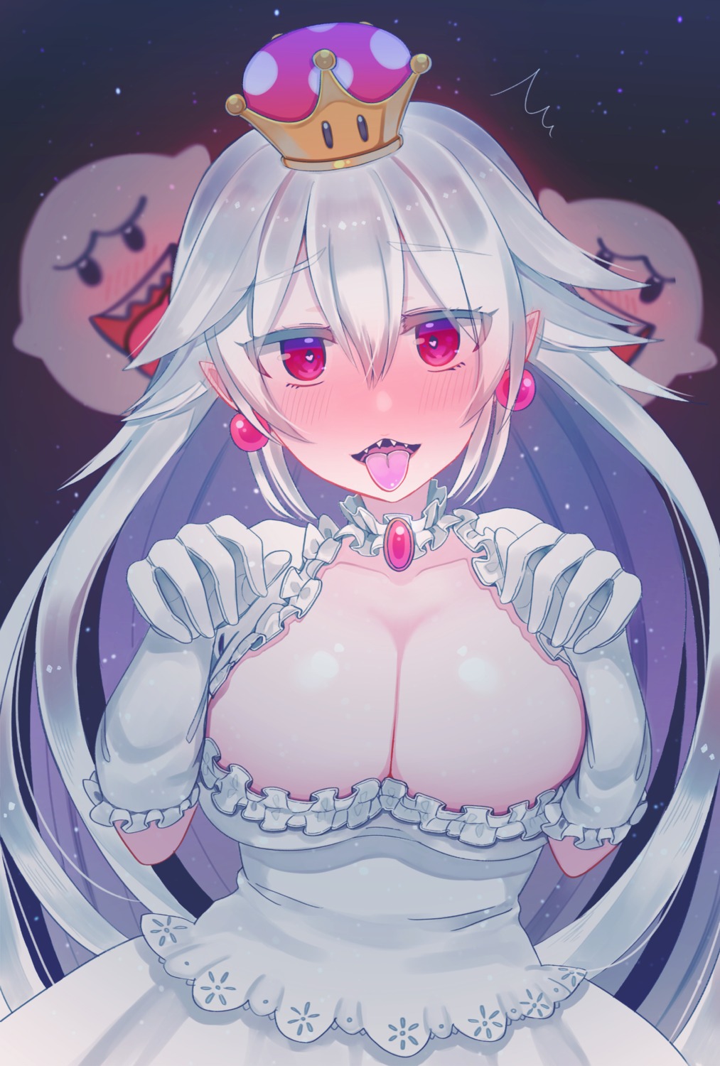 ancolatte_(onikuanco) cleavage dress new_super_mario_bros._u_deluxe princess_king_boo