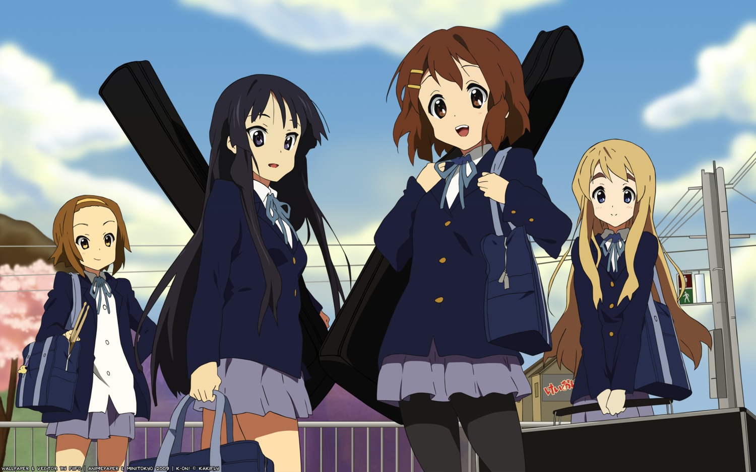 akiyama_mio hirasawa_yui k-on! kotobuki_tsumugi pantyhose seifuku tainaka_ritsu vector_trace wallpaper watermark