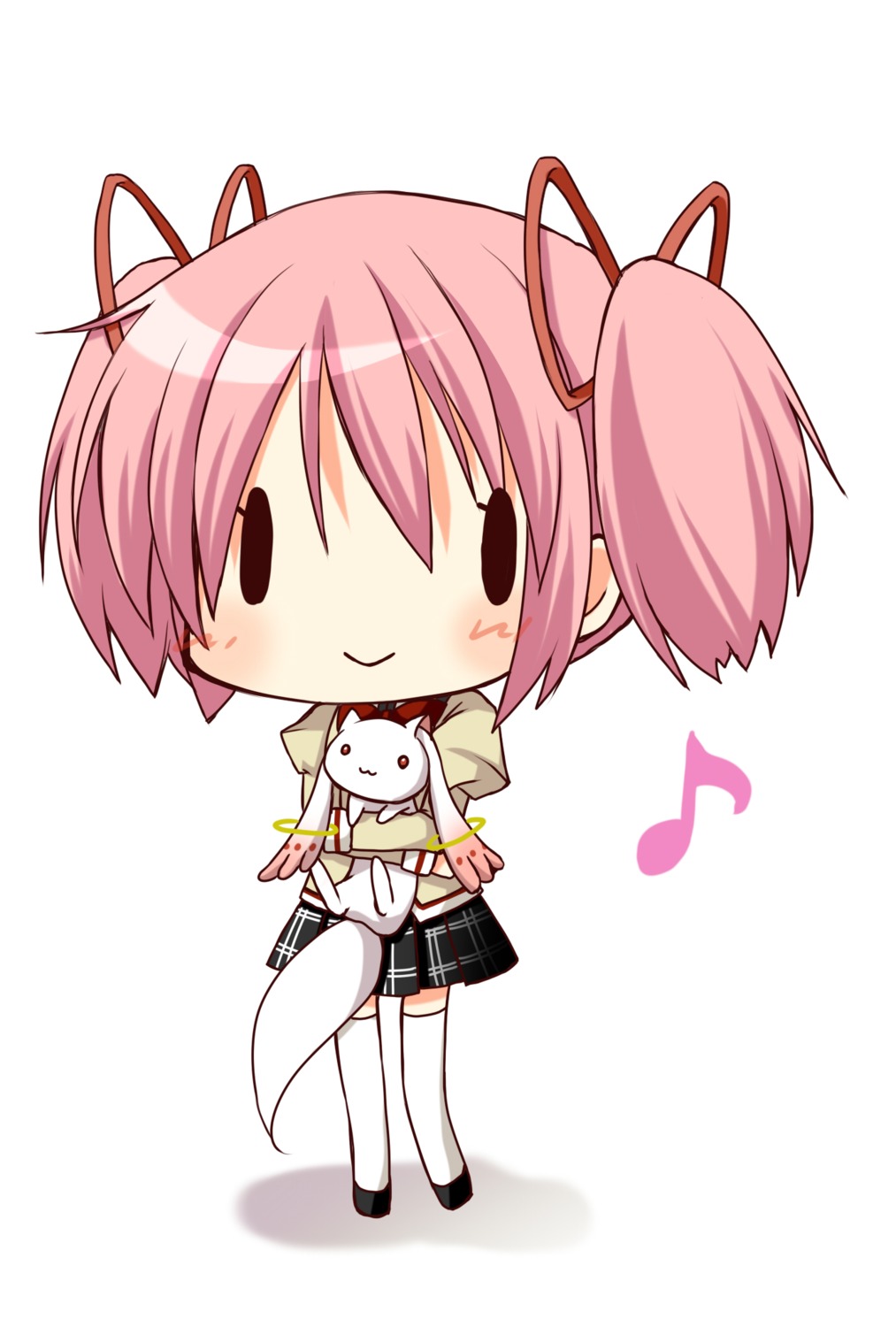 chibi kaname_madoka kyubey oumi_neneha puella_magi_madoka_magica seifuku thighhighs