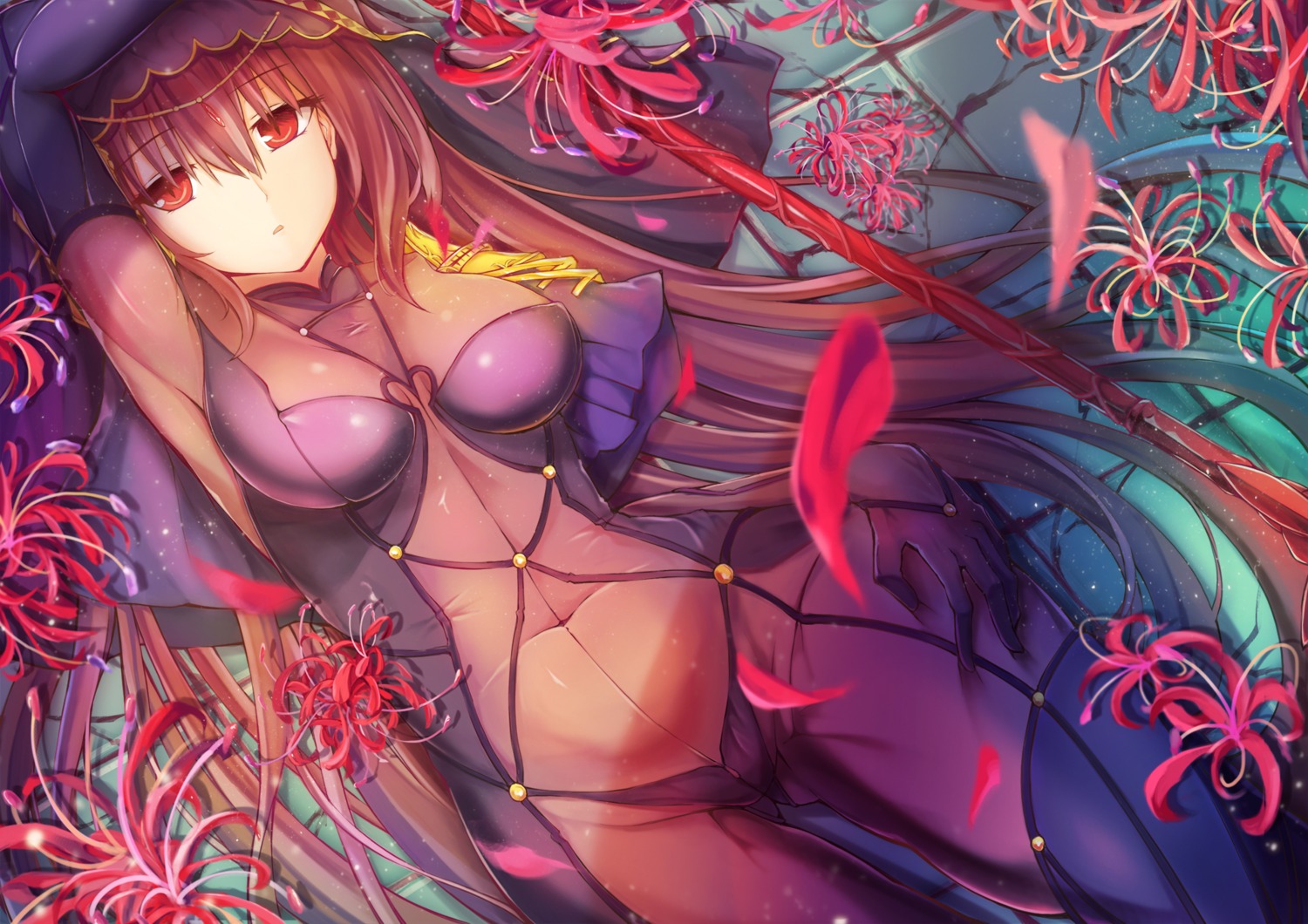 bodysuit dying0414 erect_nipples fate/grand_order scathach_(fate/grand_order) weapon