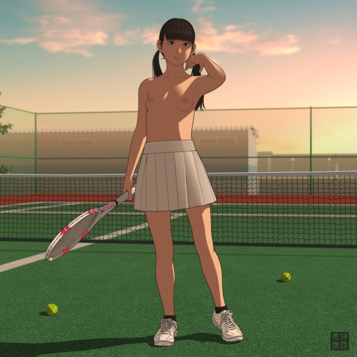 loli nipples shinchou_ni_kansuru_kousatsu tagme tennis topless