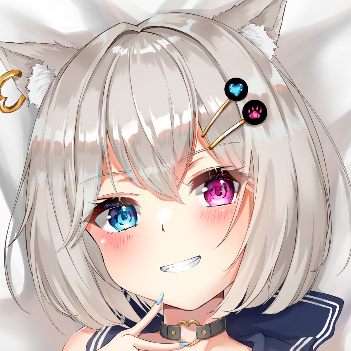 animal_ears heterochromia nekomimi nose_(oekaki1825)