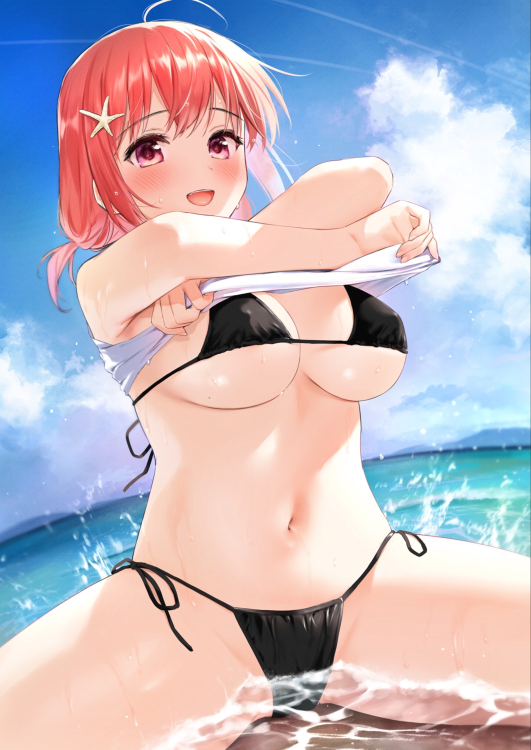 bikini erect_nipples shirt_lift swimsuits umakuchi_shouyu undressing wet