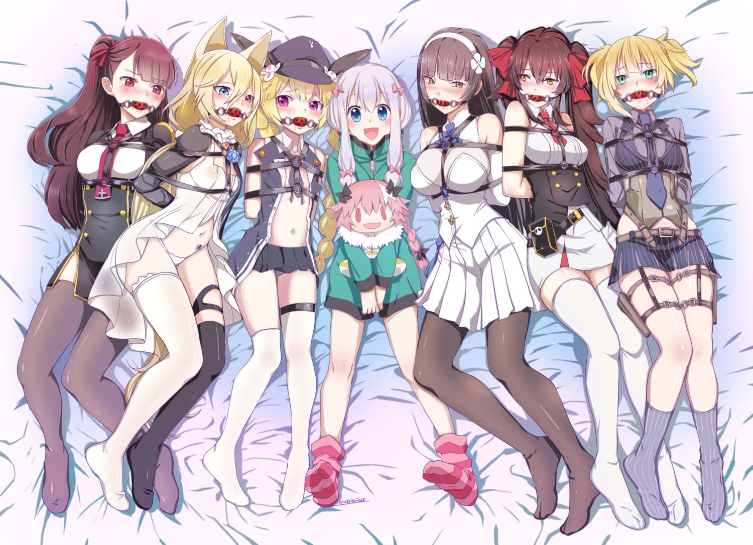 animal_ears bondage crossover eromanga-sensei eudetenis fate/grand_order garter girls_frontline heterochromia izumi_sagiri pantyhose see_through thighhighs