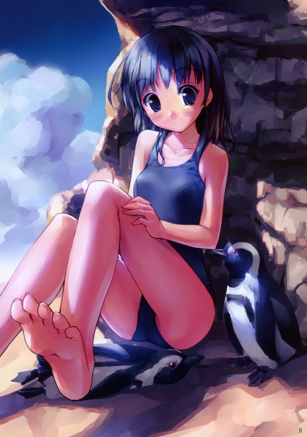 feet kogemashita penguin school_swimsuit swimsuits takoyaki