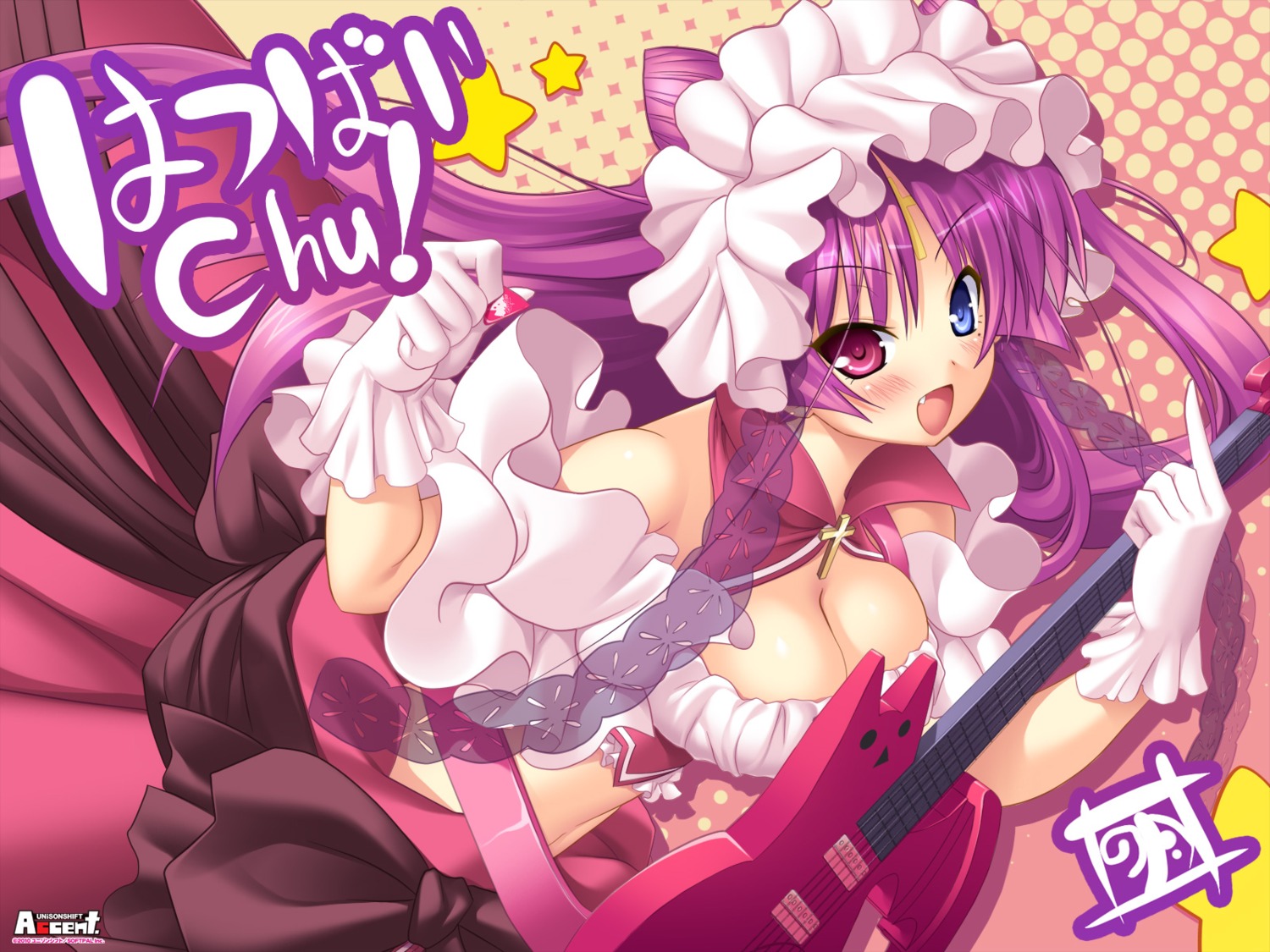 chu_chu_idol chu_chu_idol_2 chuno_churam cleavage guitar heterochromia ozawa_akifumi wallpaper